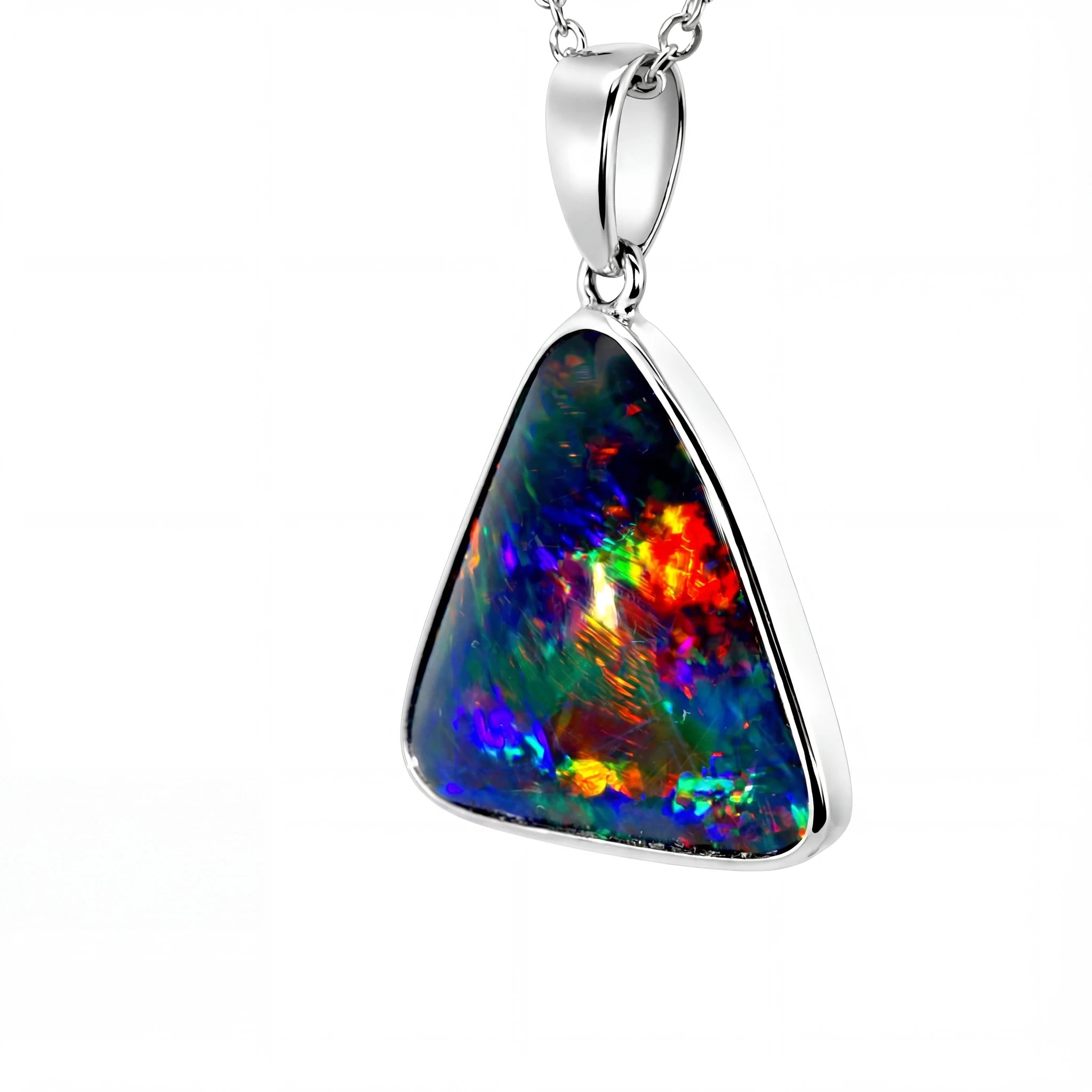Triplet Opal Pendant in 925 Sterling Silver - Multicolour - Australian Opal Cutters and Pearl Divers