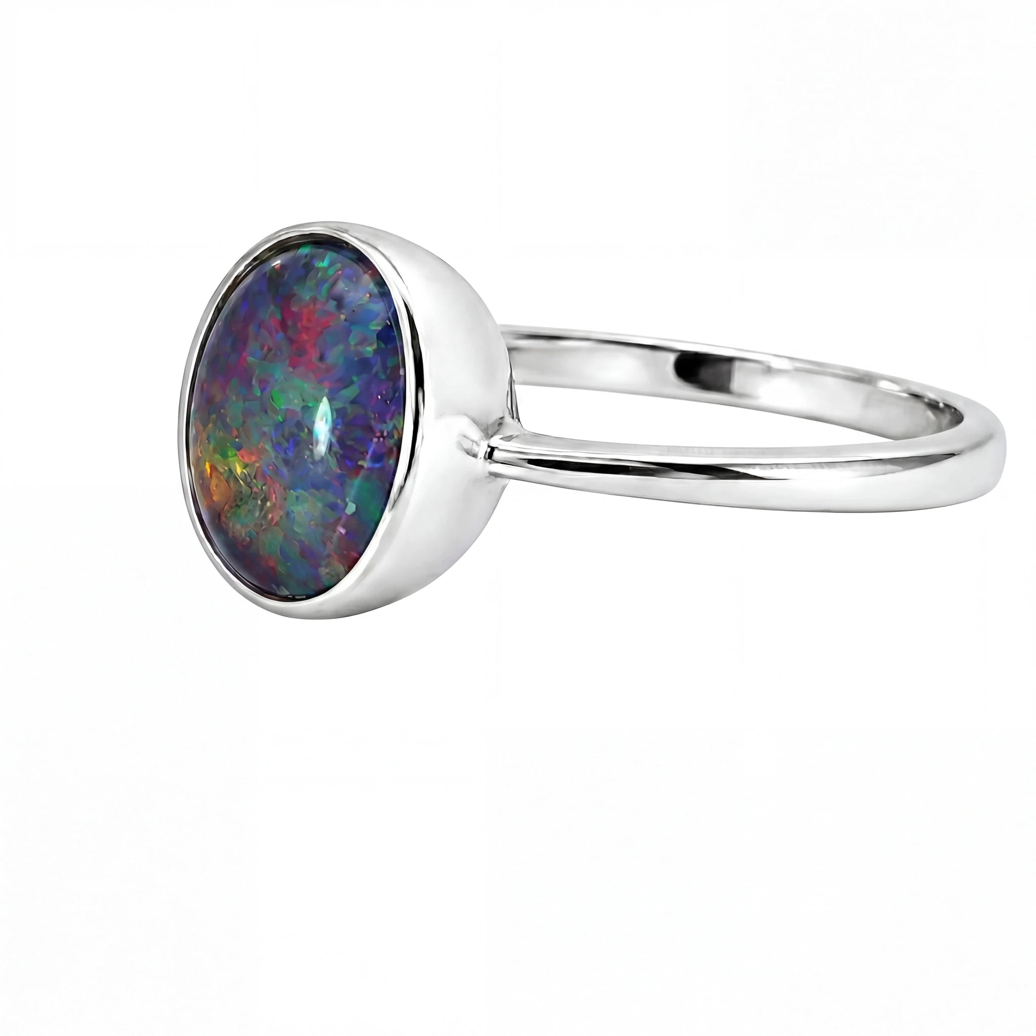 Triplet Opal Ring in 925 Sterling Silver - Multicolour - Australian Opal Cutters and Pearl Divers