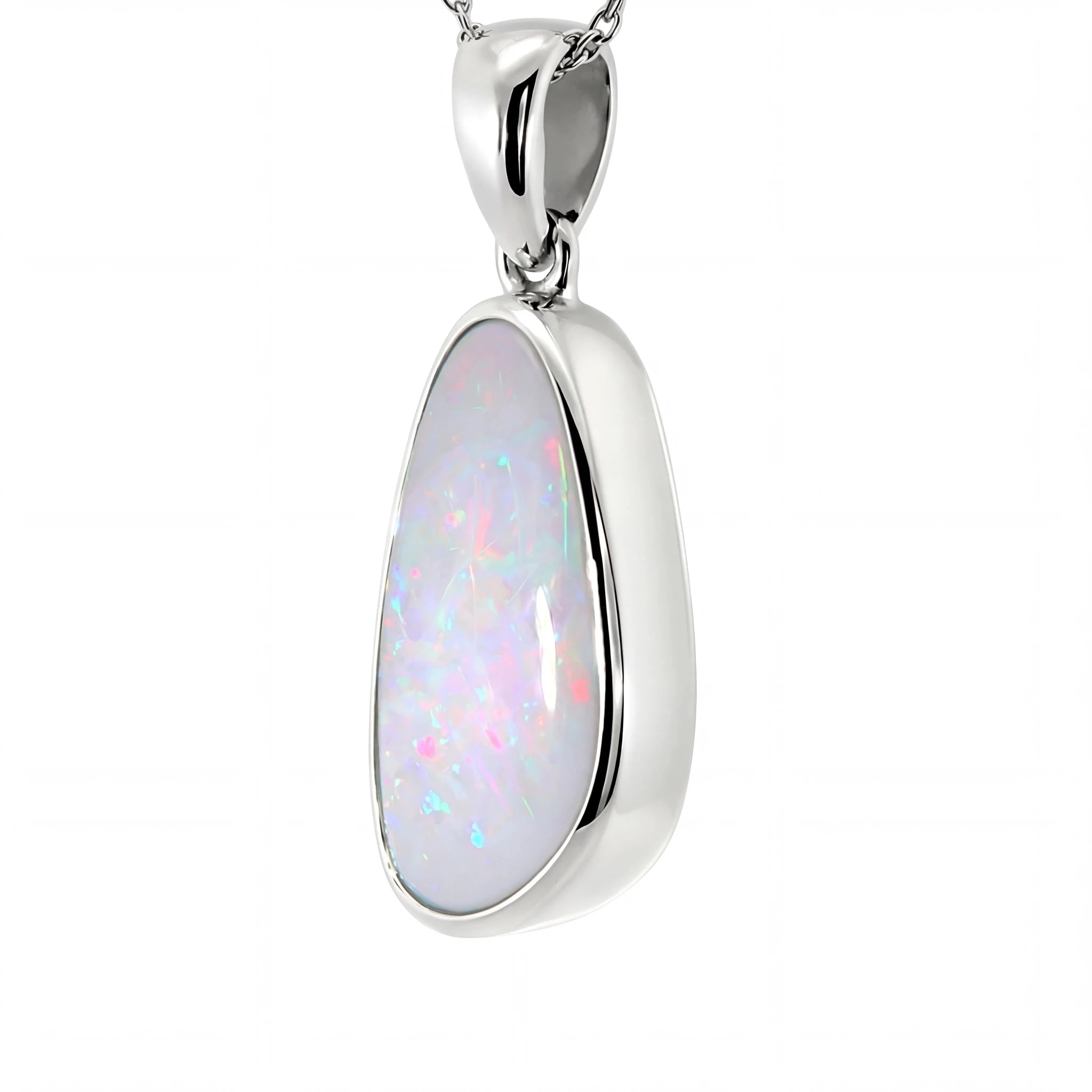 Dark Opal Pendant in 925 Sterling Silver - Multicolour - Australian Opal Cutters and Pearl Divers