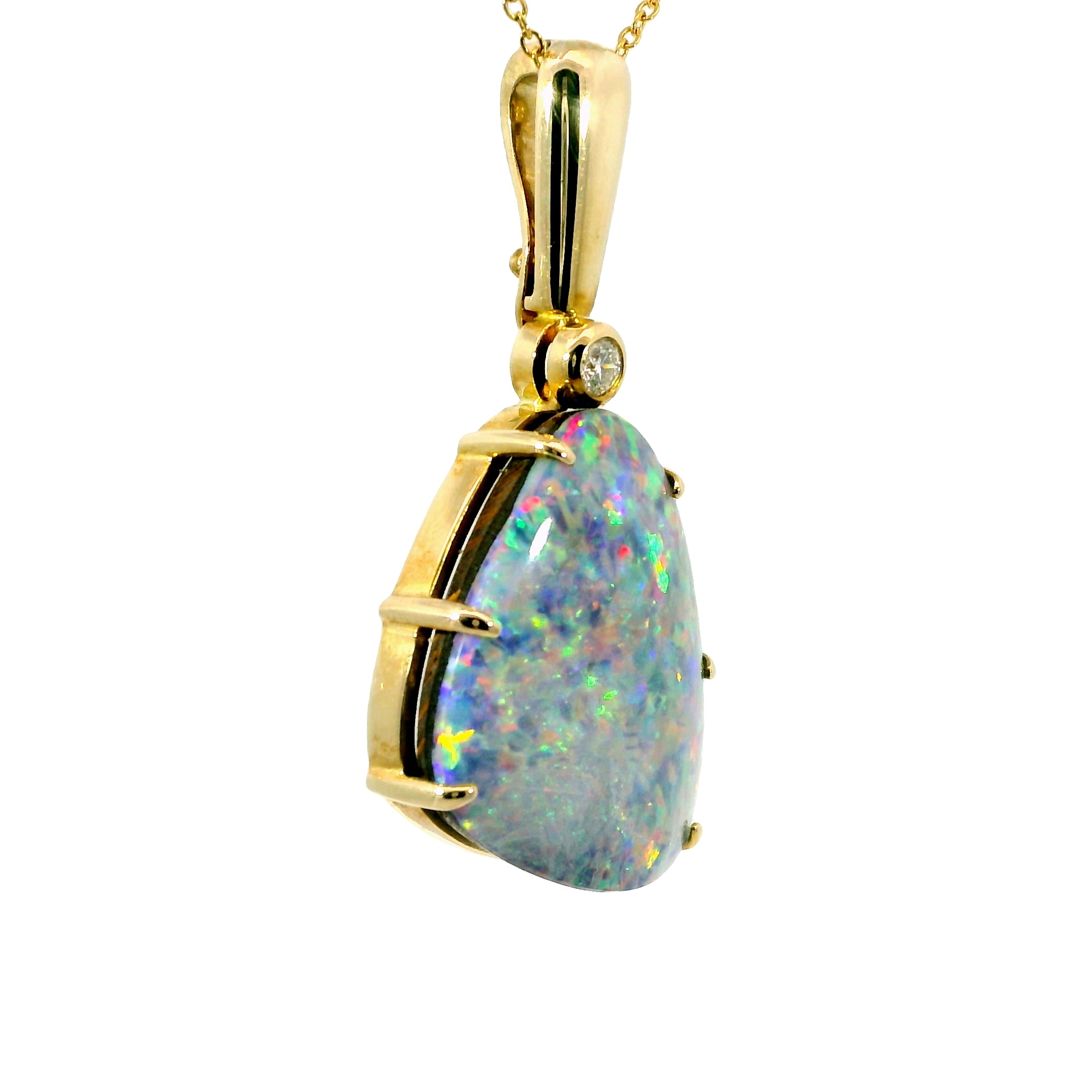 Doublet Opal Pendant in 9K Yellow Gold - Multicolour