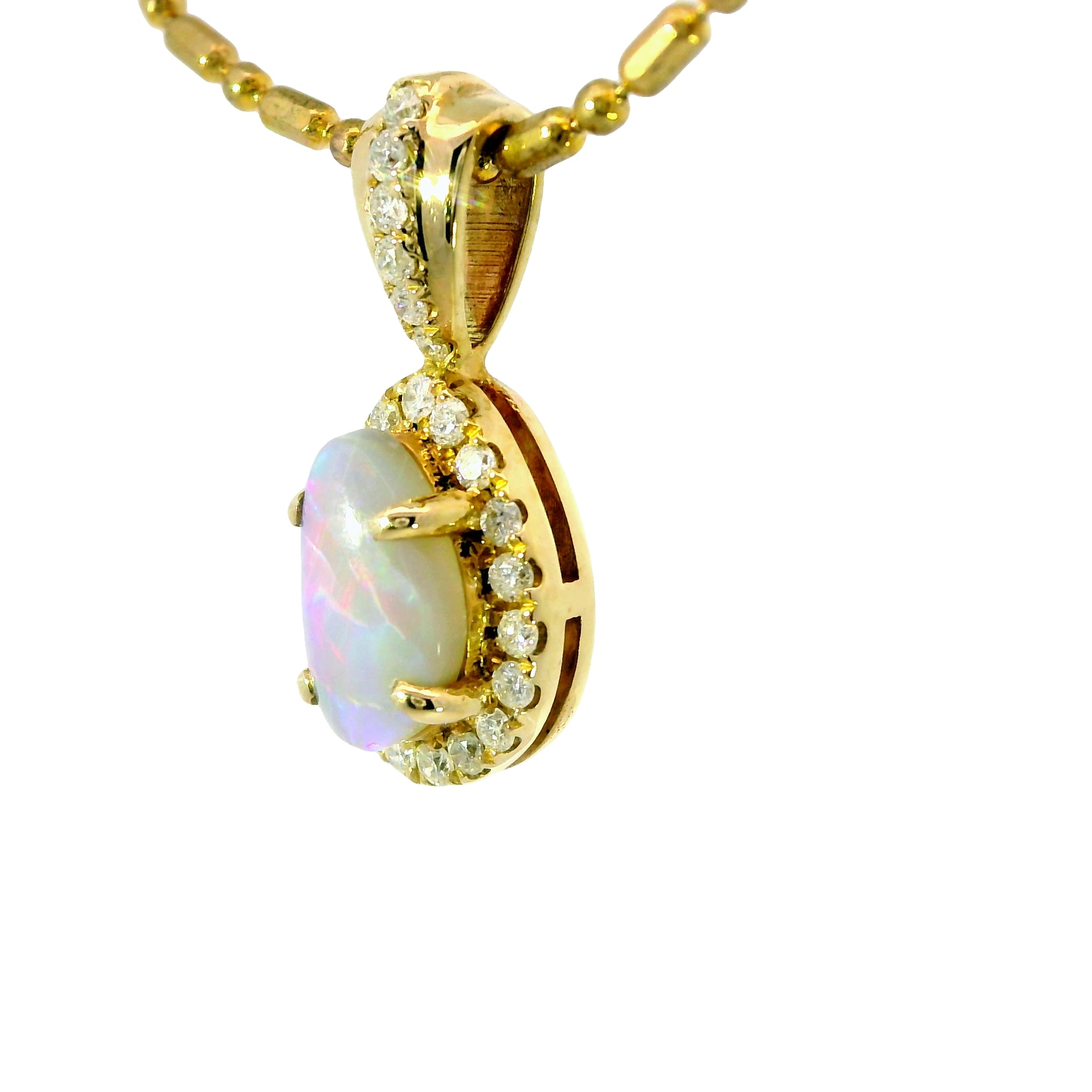 Black Opal Pendant in 9K Yellow Gold - Multicolour