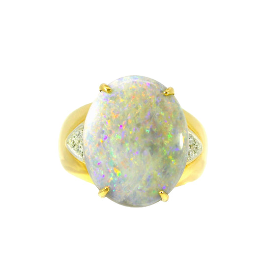 Black Opal Men's Ring in 18K Yellow Gold - Multicolour