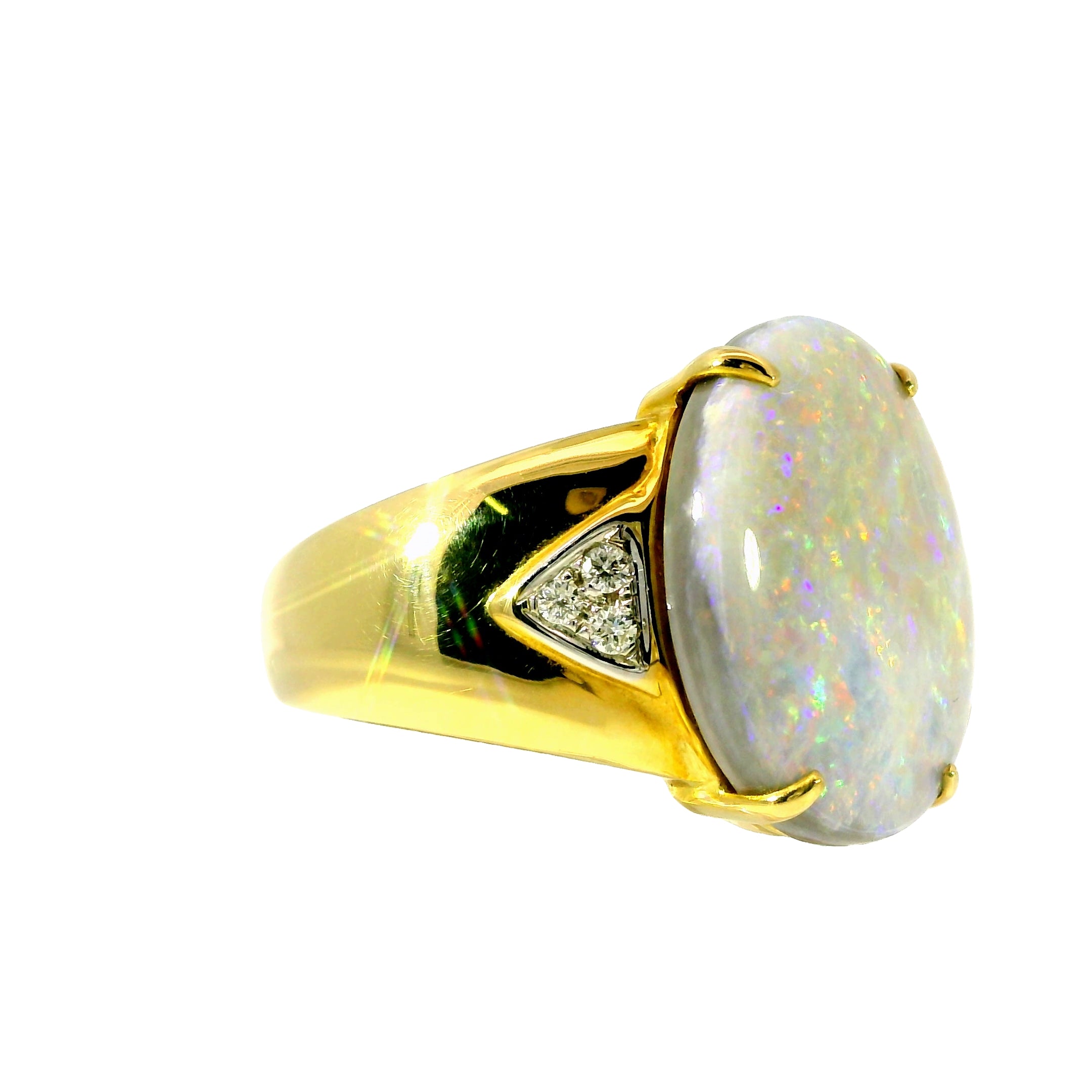 Black Opal Men's Ring in 18K Yellow Gold - Multicolour
