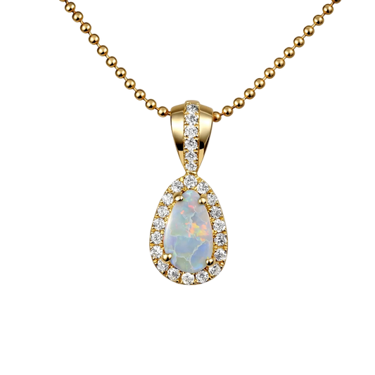 Dark Opal Pendant in 9K Yellow Gold - Multicolour - Australian Opal Cutters and Pearl Divers