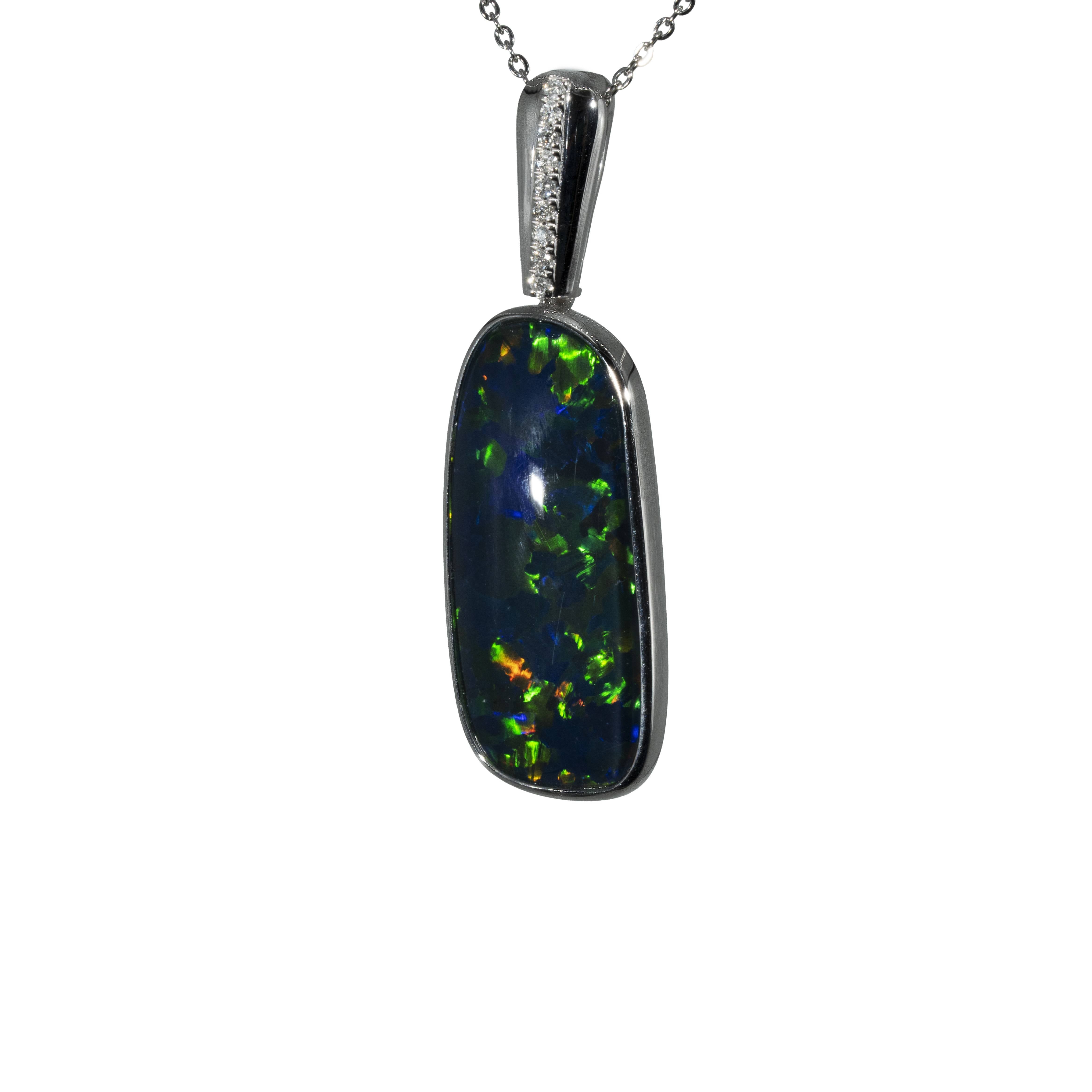 Triplet Opal Pendant in 9K White Gold - Multicolour