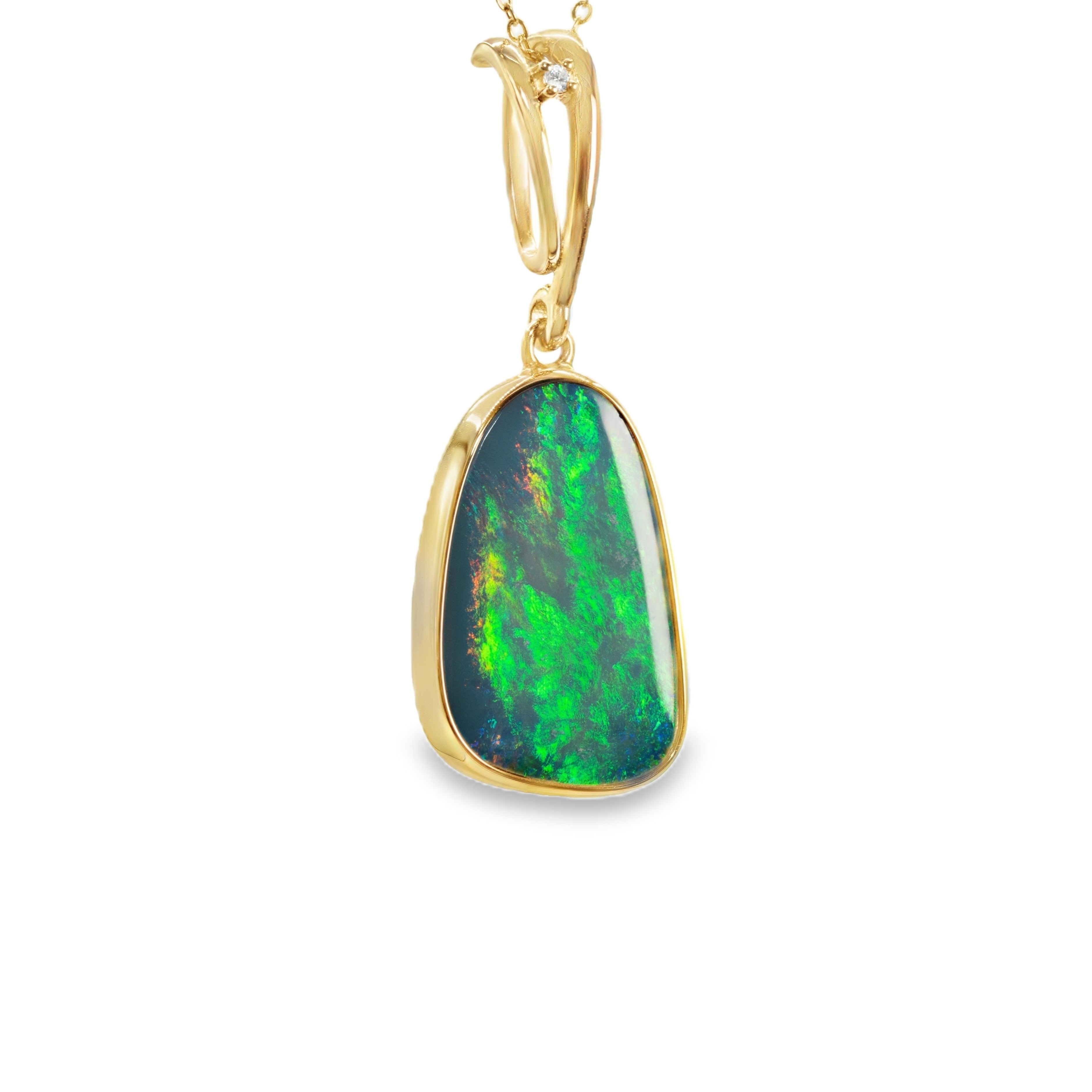 Doublet Opal Pendant in 14K Yellow Gold - Multicolour