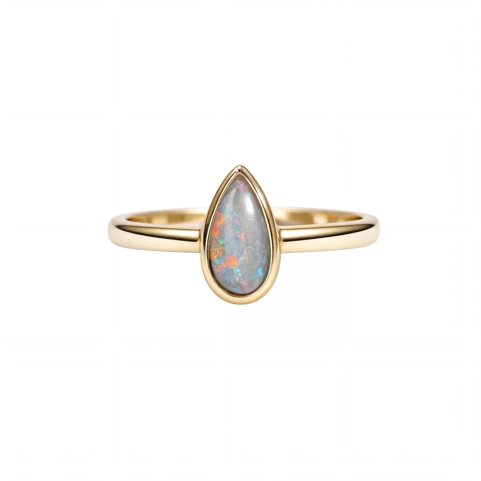 Dark Opal Ring in 14K Yellow Gold - Multicolour - Australian Opal Cutters and Pearl Divers