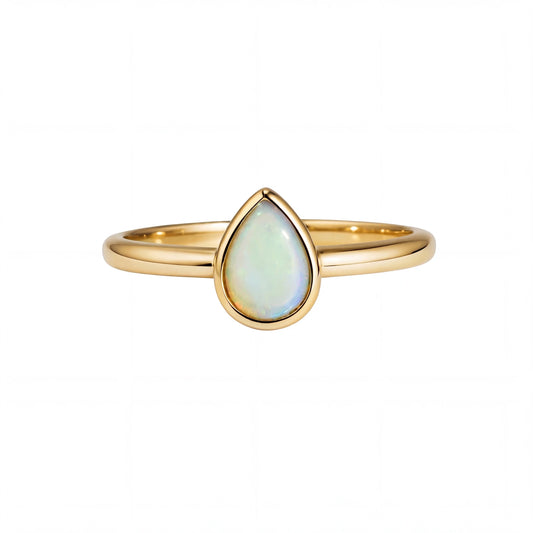 Light Opal Ring in 14K Yellow Gold - Multicolour - Australian Opal Cutters and Pearl Divers