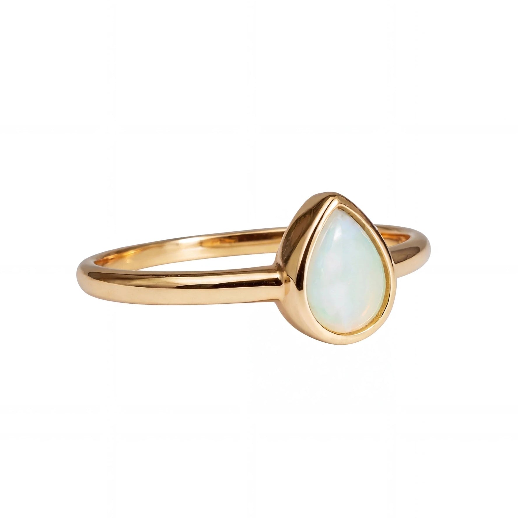 Light Opal Ring in 14K Yellow Gold - Multicolour - Australian Opal Cutters and Pearl Divers