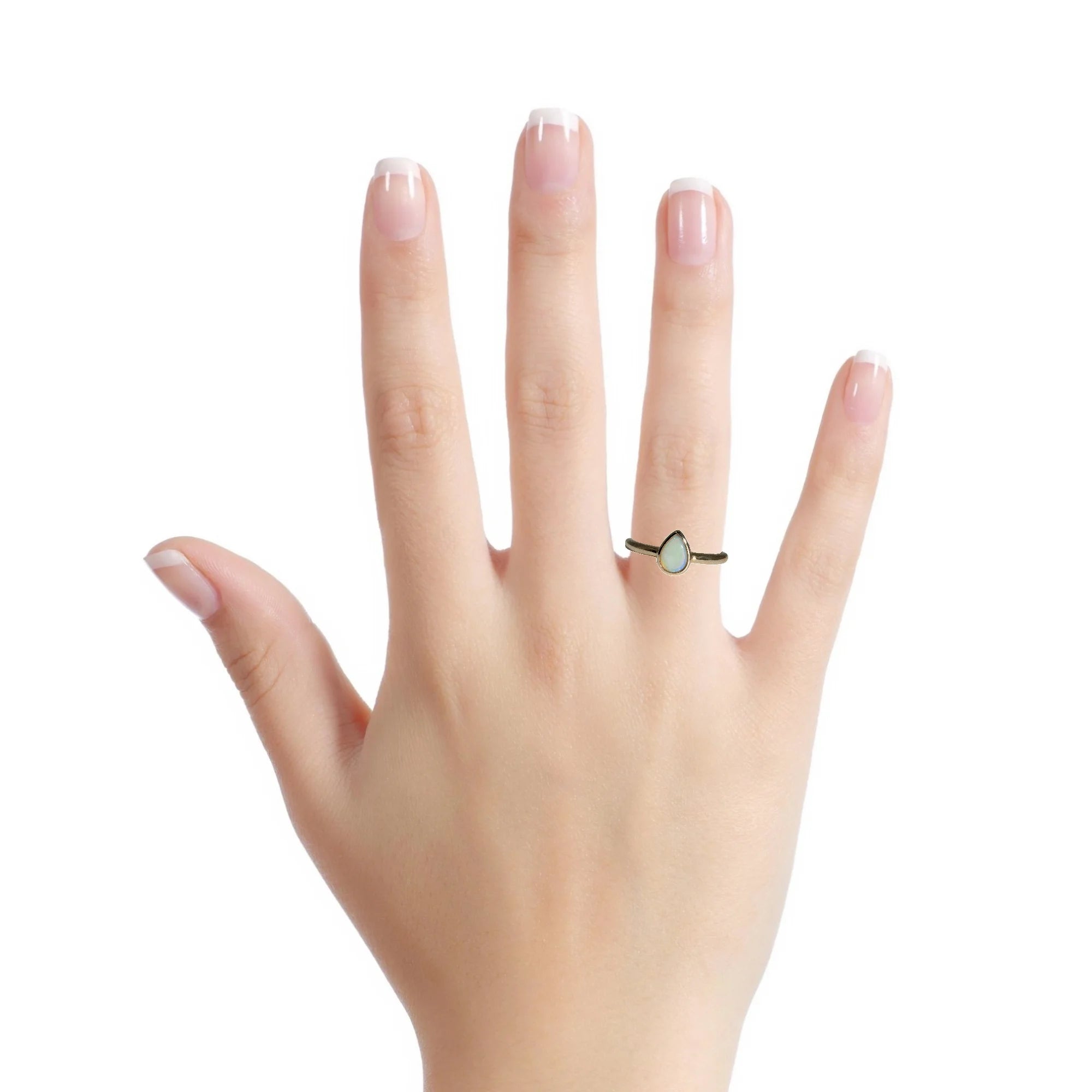 Light Opal Ring in 14K Yellow Gold - Multicolour