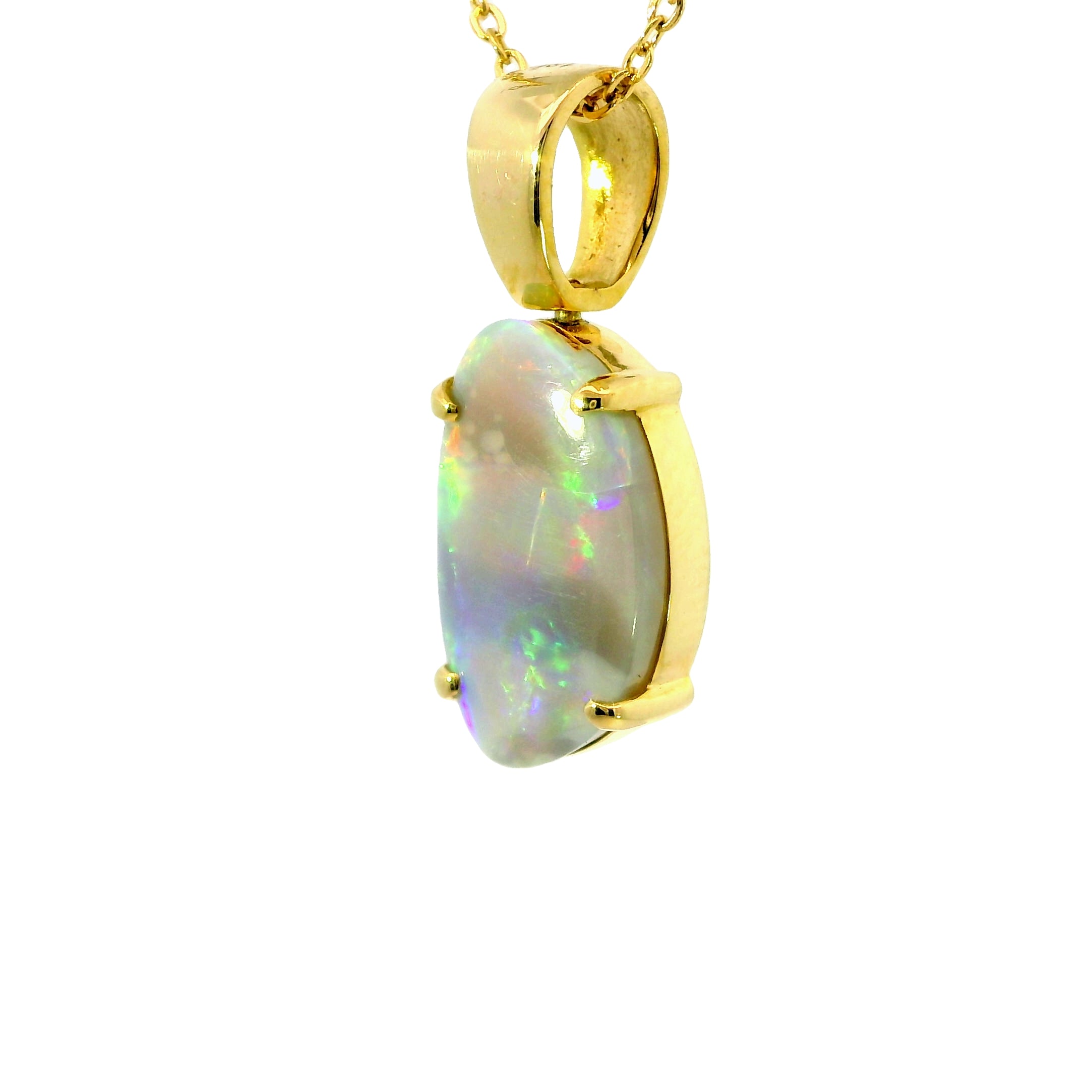 Black Opal Pendant in 18K Yellow Gold - Multicolour