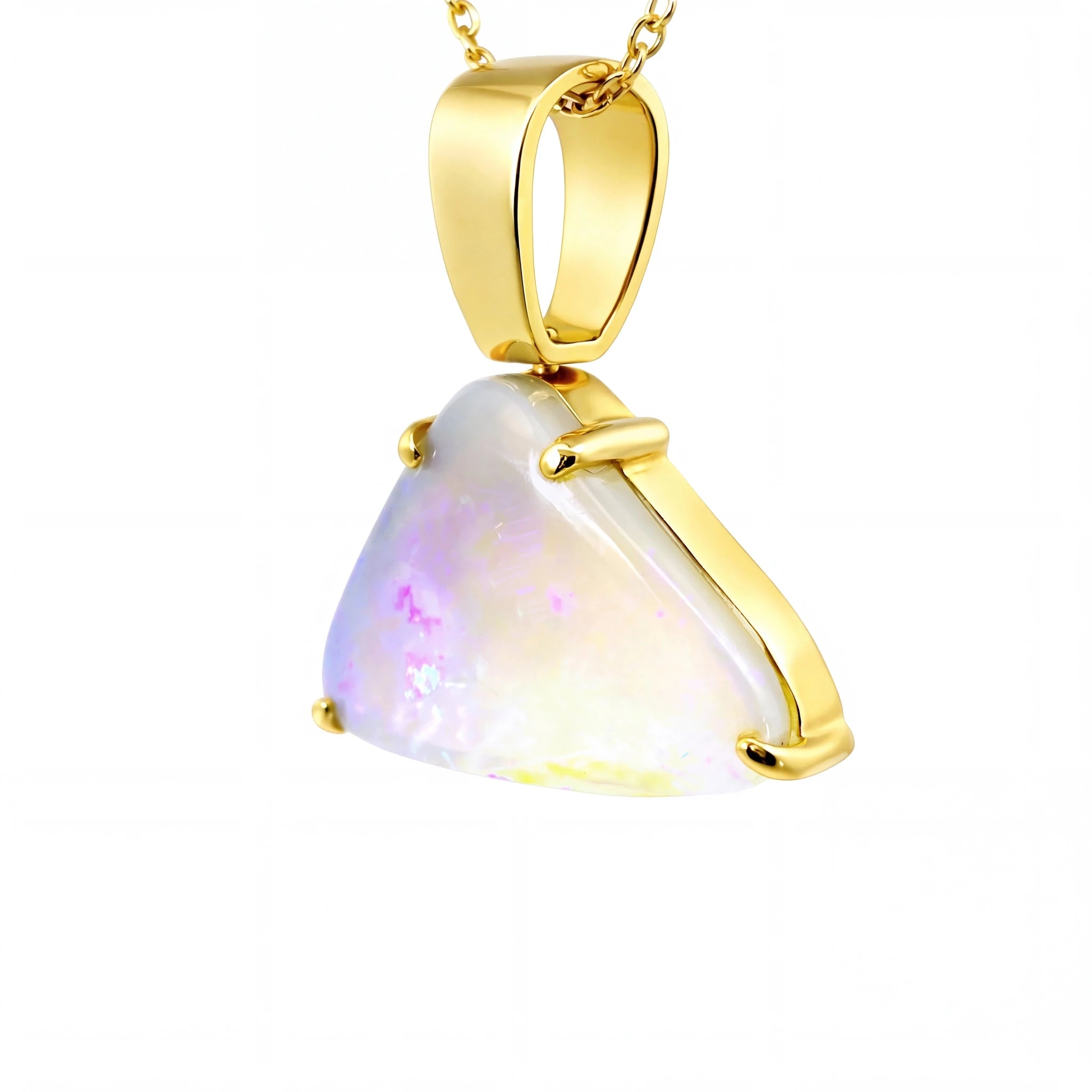 Light Opal Pendant In 18k Yellow Gold - Green-Blue - Australian Opal Cutters and Pearl Divers