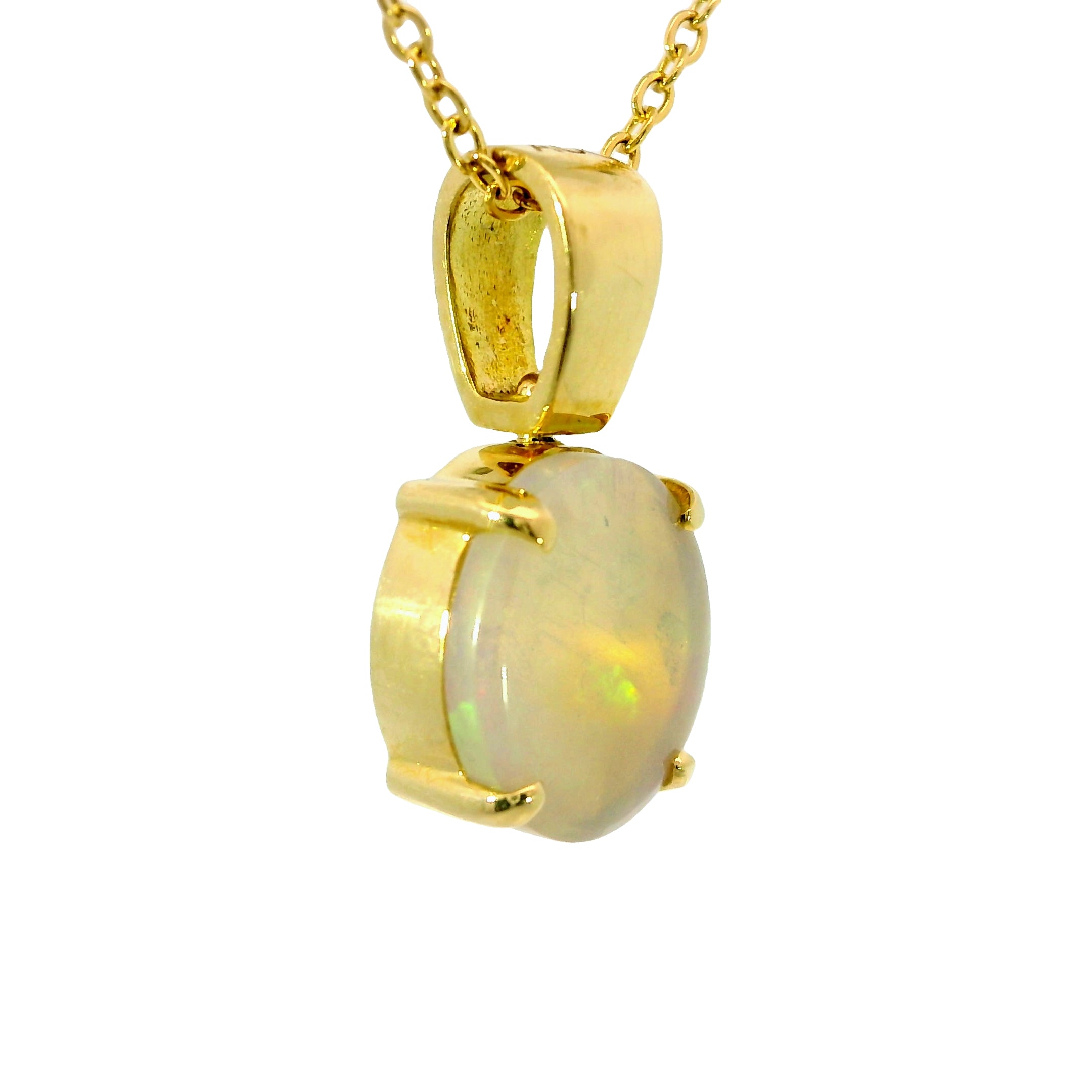 Light Opal Pendant in 18K Yellow Gold - Multicolour
