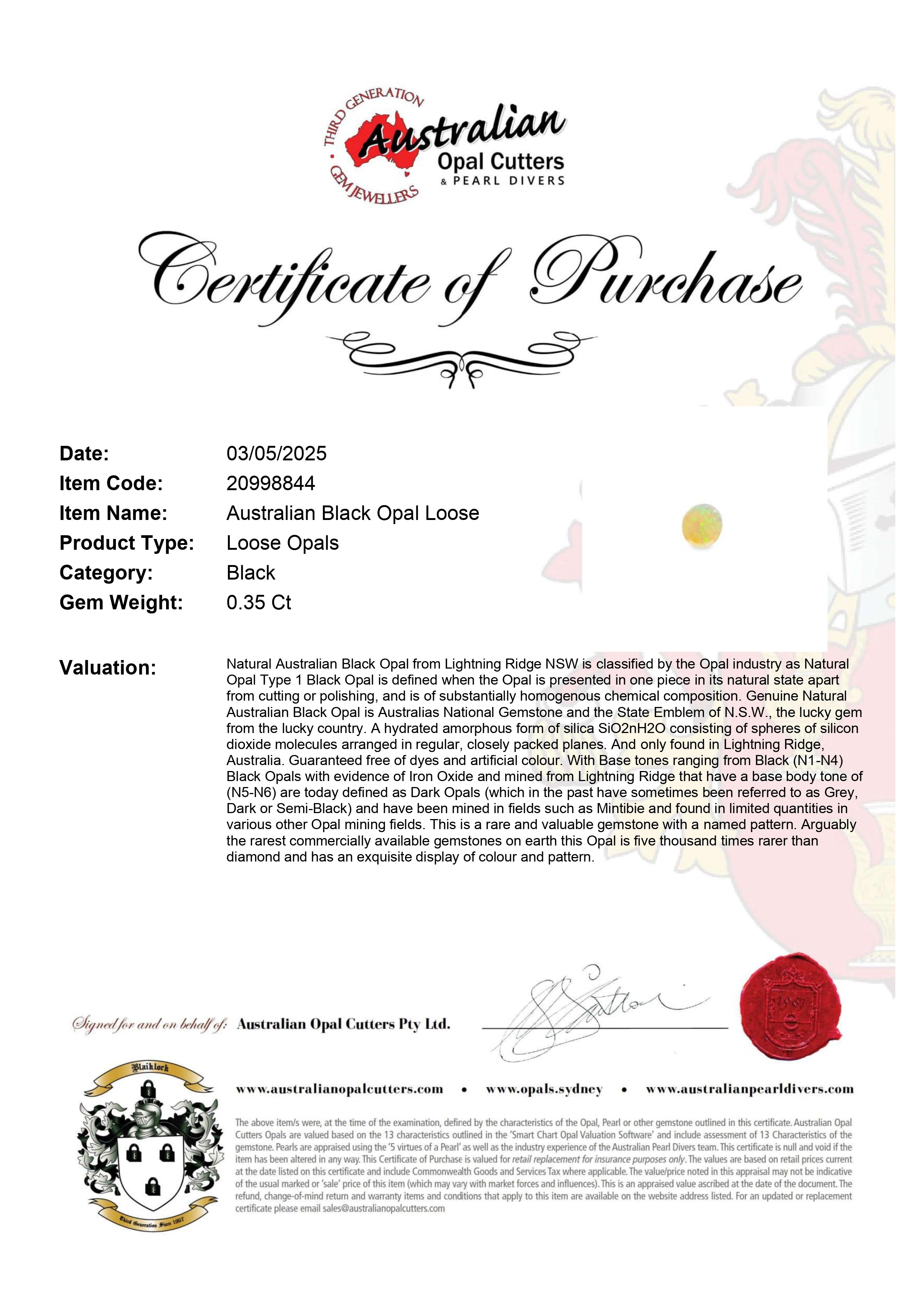 Australian Black Opal Loose