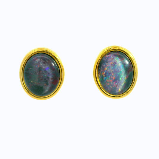 Triplet Opal Earring in Gold Plated Stainless Steel