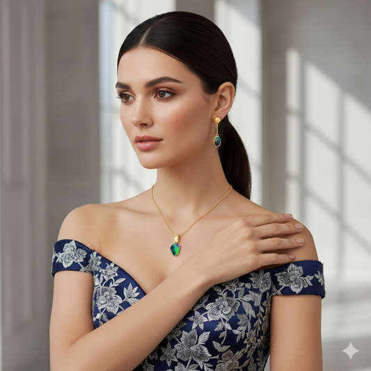 Black Opal Earrings & Pendant Set – 14K Gold Signature