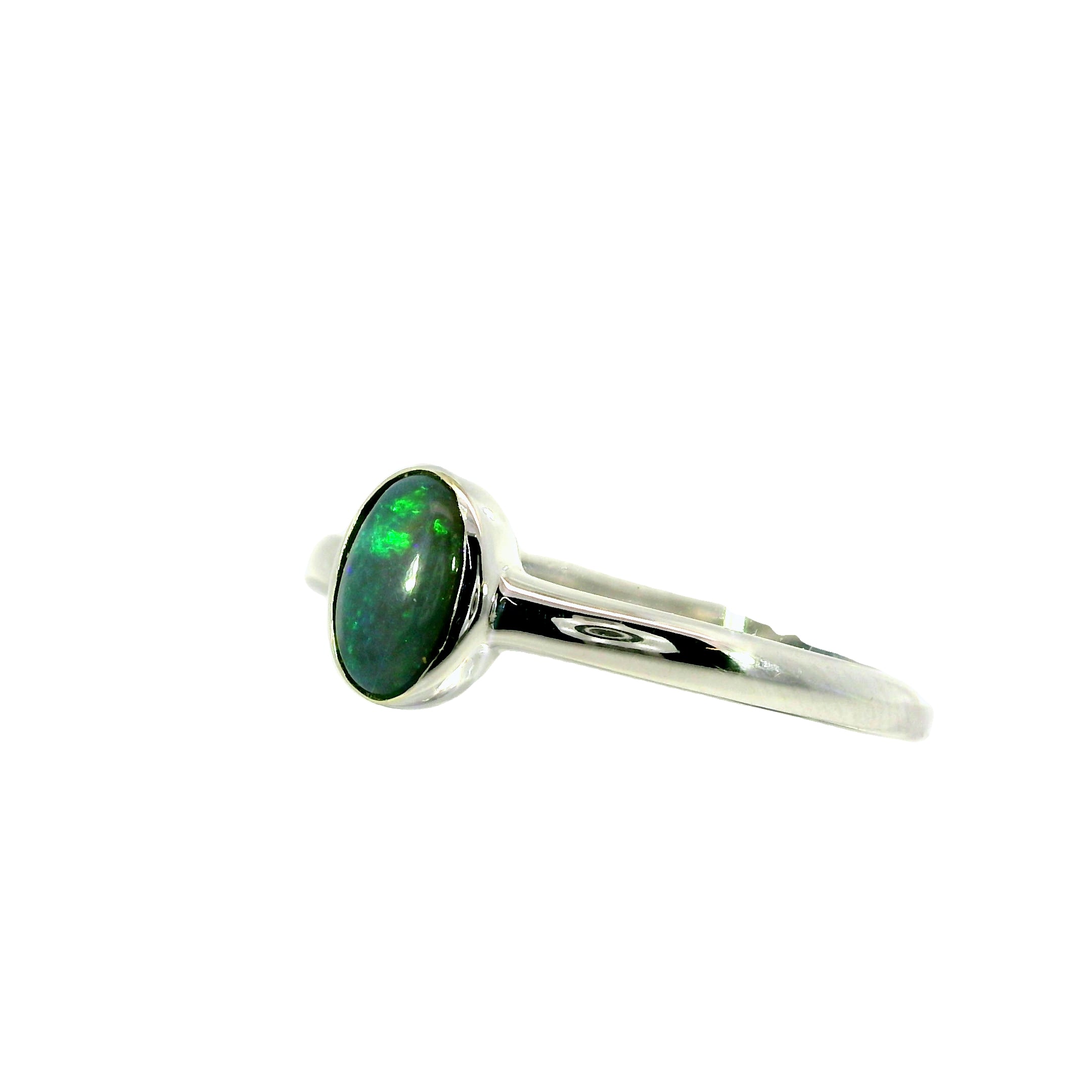 Black Opal Ring in 925 Sterling Silver - Multicolour