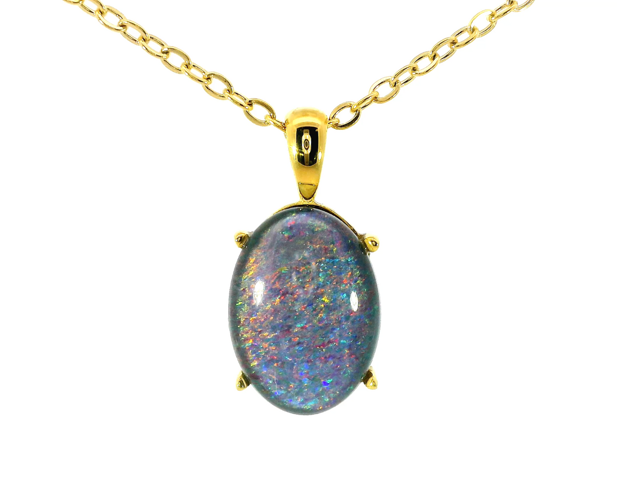 Triplet Opal Pendant set in Stainless Steel Gold Plated