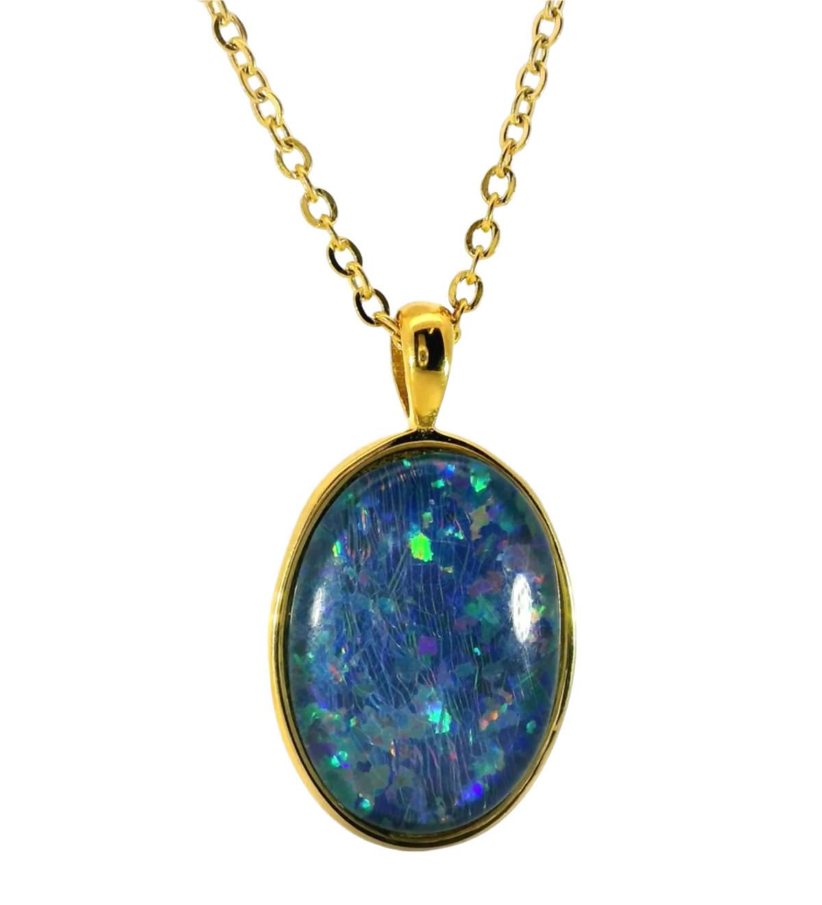 Triplet Opal Pendant set in Stainless Steel Gold Plated