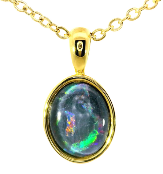 Triplet Opal Pendant set in Stainless Steel Gold Plated