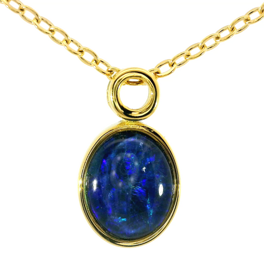Triplet Opal Pendant set in Stainless Steel Gold Plated