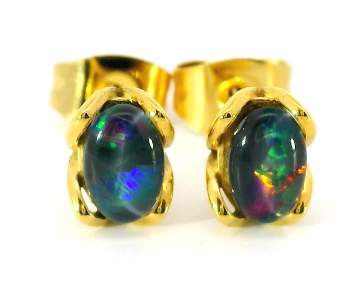 Triplet Opal Earring set in Stainless Steel Gold Plated