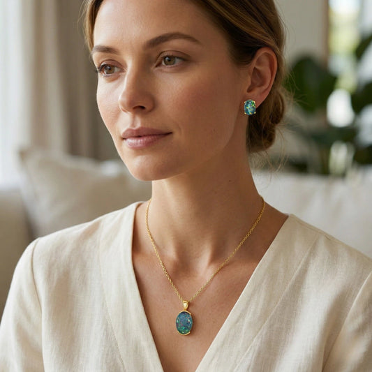 Triplet Opal Earrings & Pendant Set