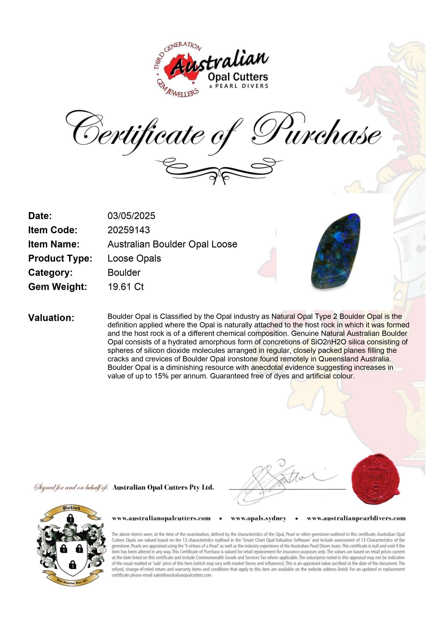 Australian Boulder Opal Loose - Australian Opal Cutters and Pearl Divers