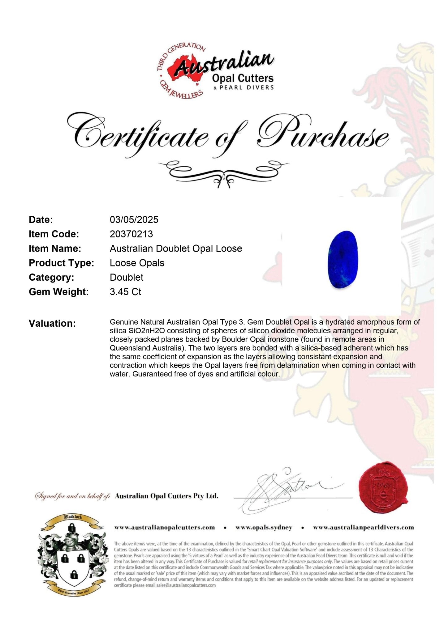 Australian Doublet Opal Loose - Australian Opal Cutters and Pearl Divers