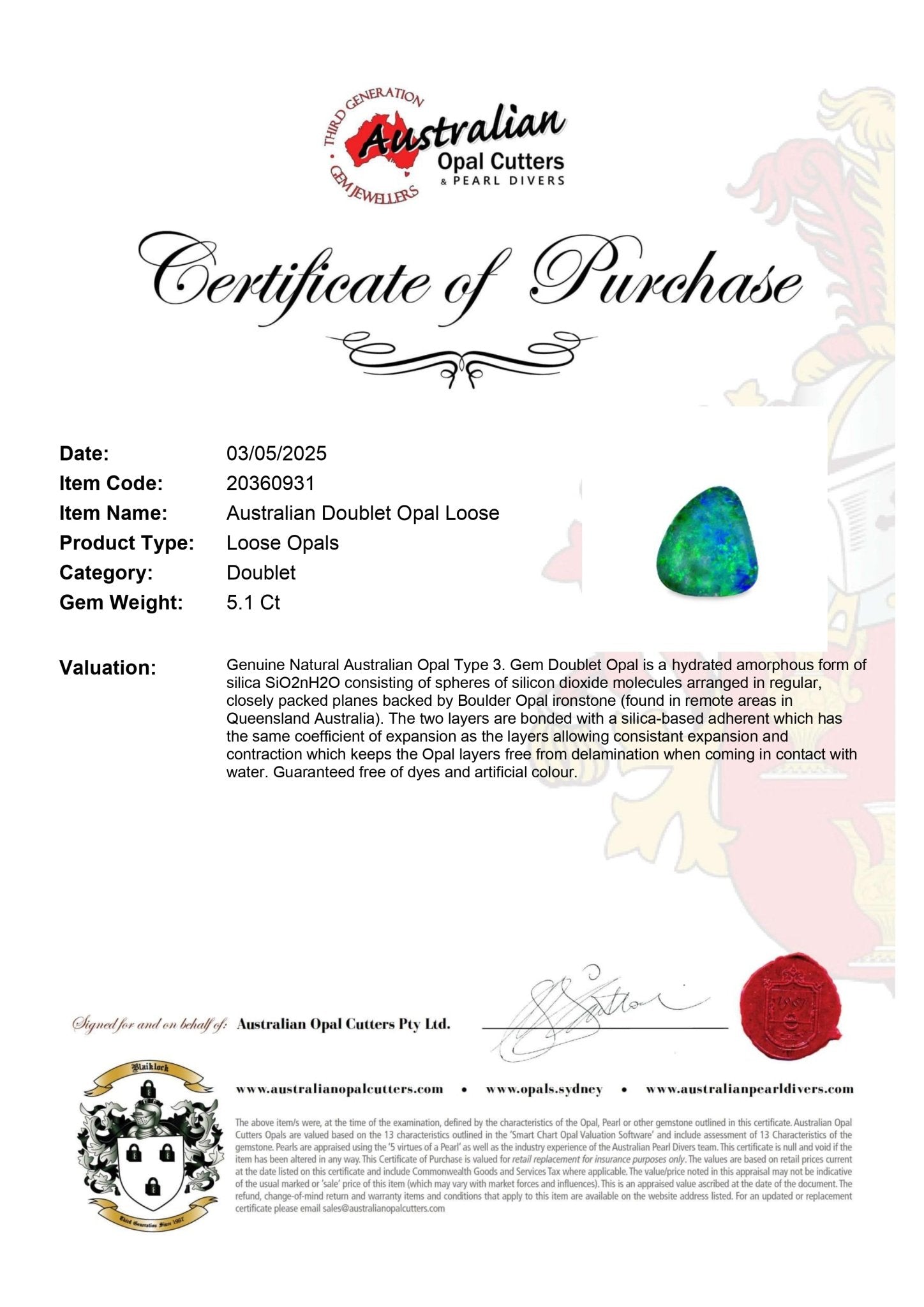 Australian Doublet Opal Loose - Australian Opal Cutters and Pearl Divers