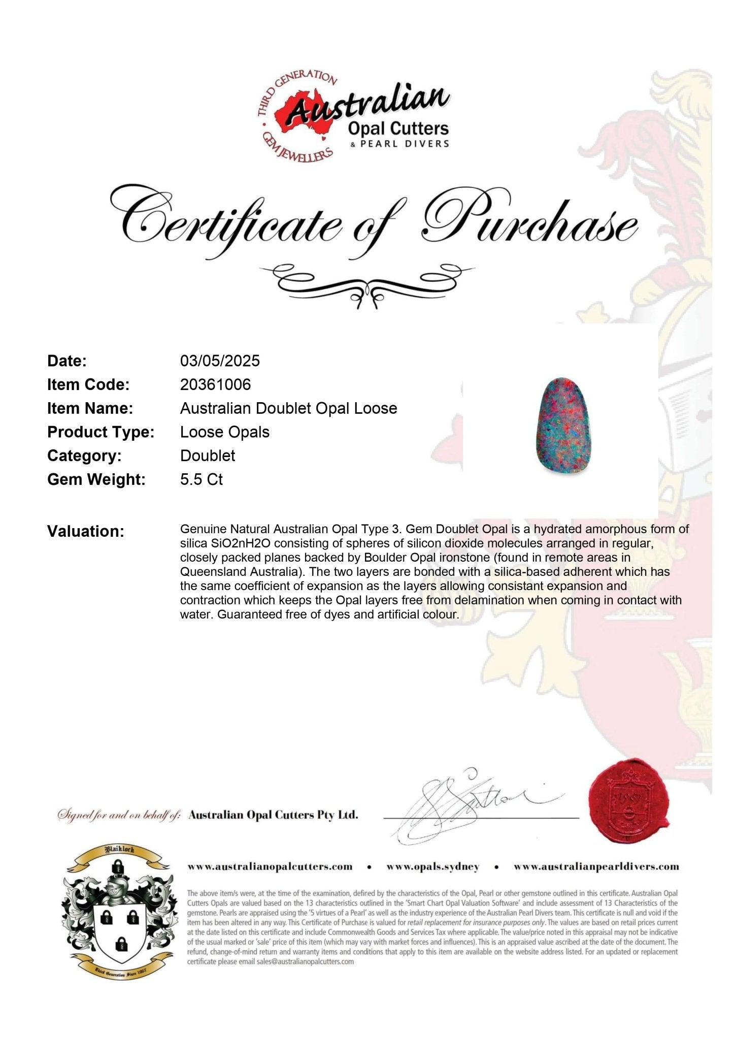 Australian Doublet Opal Loose - Australian Opal Cutters and Pearl Divers