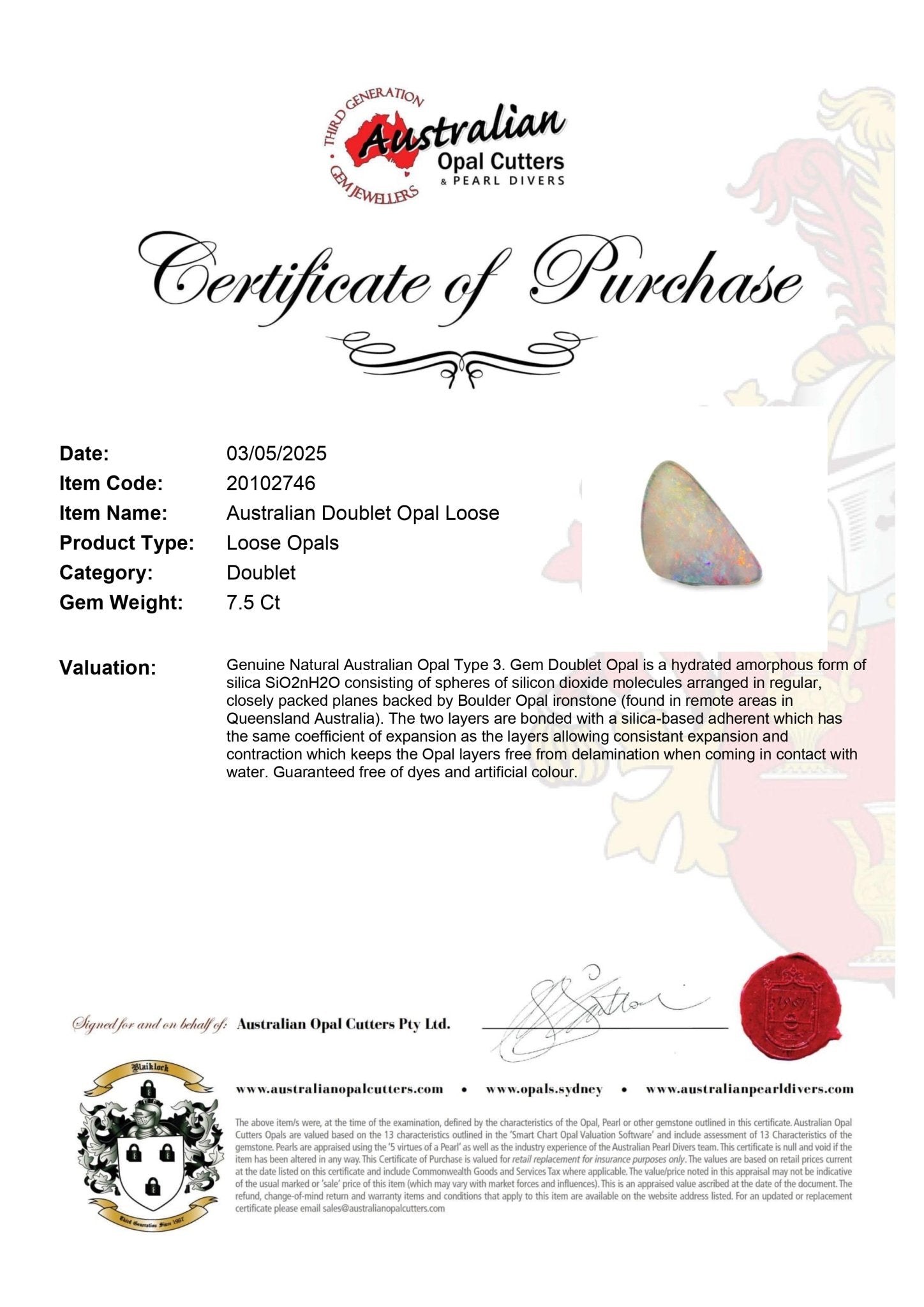 Australian Doublet Opal Loose - Australian Opal Cutters and Pearl Divers