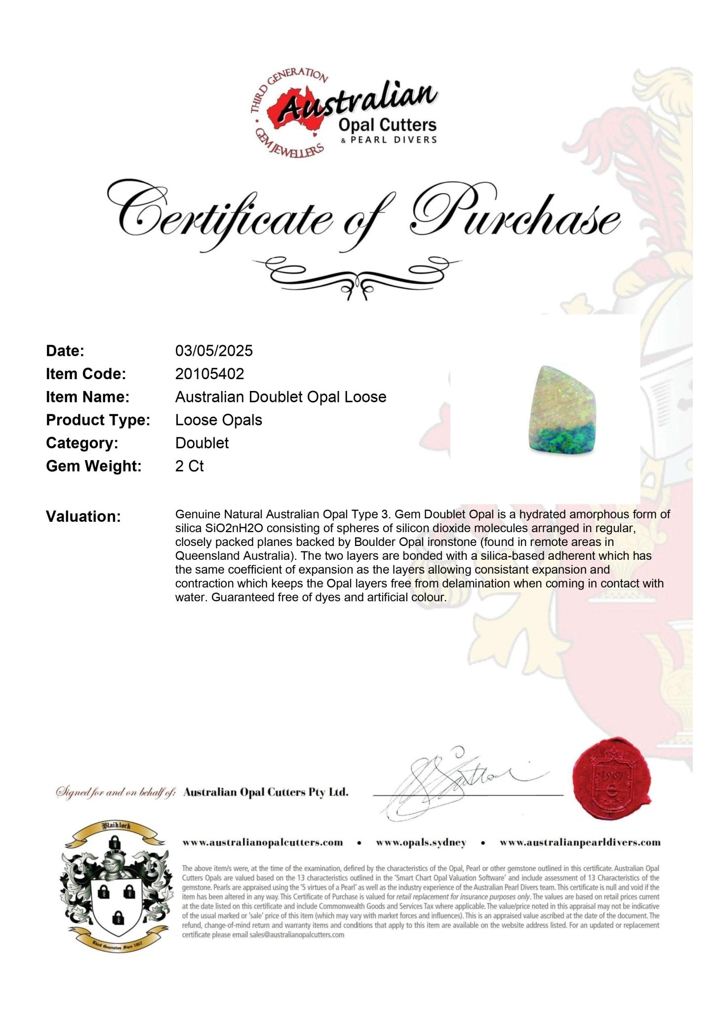 Australian Doublet Opal Loose - Australian Opal Cutters and Pearl Divers