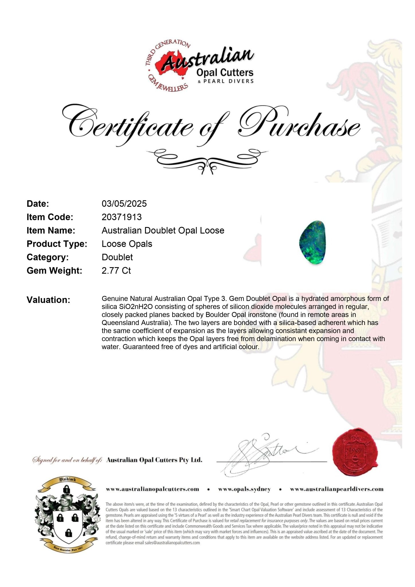 Australian Doublet Opal Loose - Australian Opal Cutters and Pearl Divers