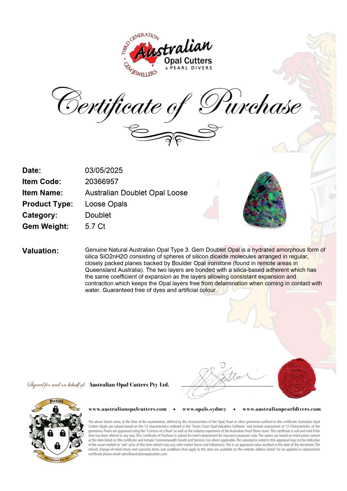Australian Doublet Opal Loose - Australian Opal Cutters and Pearl Divers
