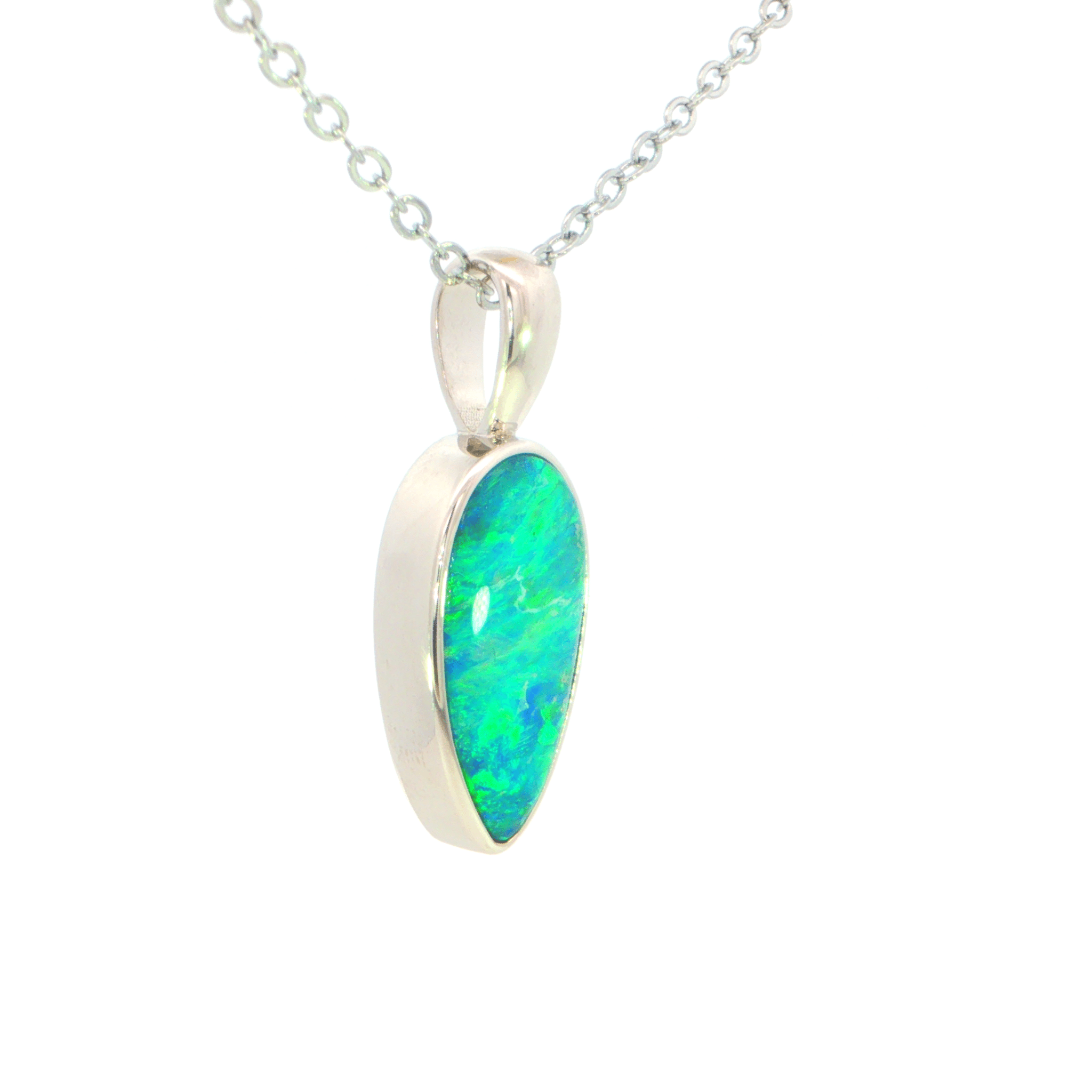 Australian Doublet Opal Pendant set in 925 Sterling Silver - Multicolour - Australian Opal Cutters and Pearl Divers