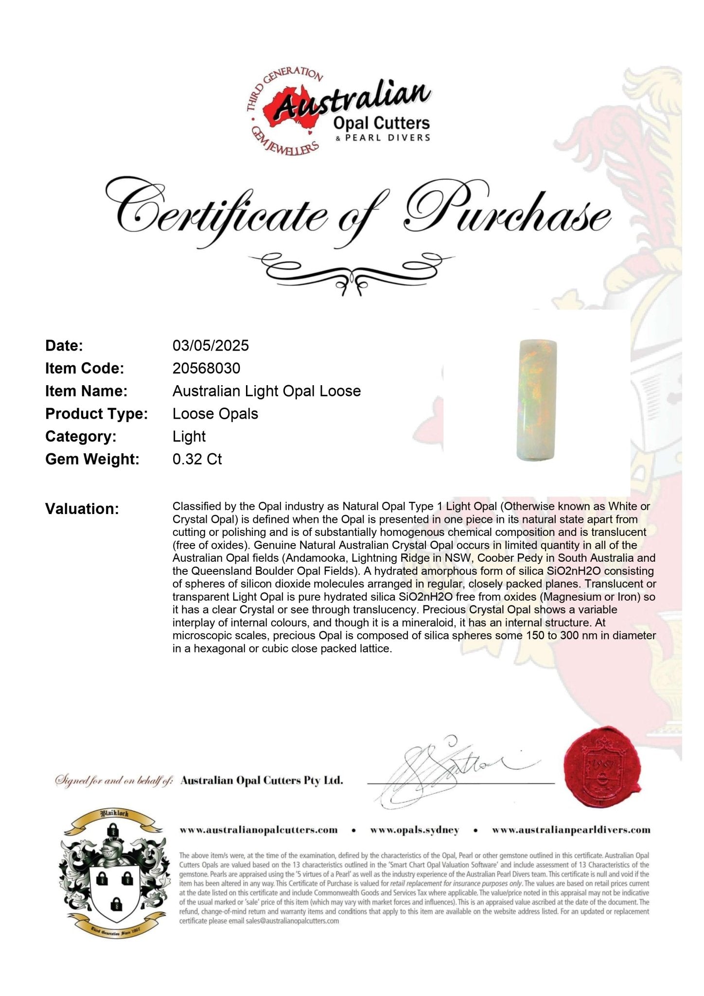 Australian Light Opal Loose - Australian Opal Cutters and Pearl Divers
