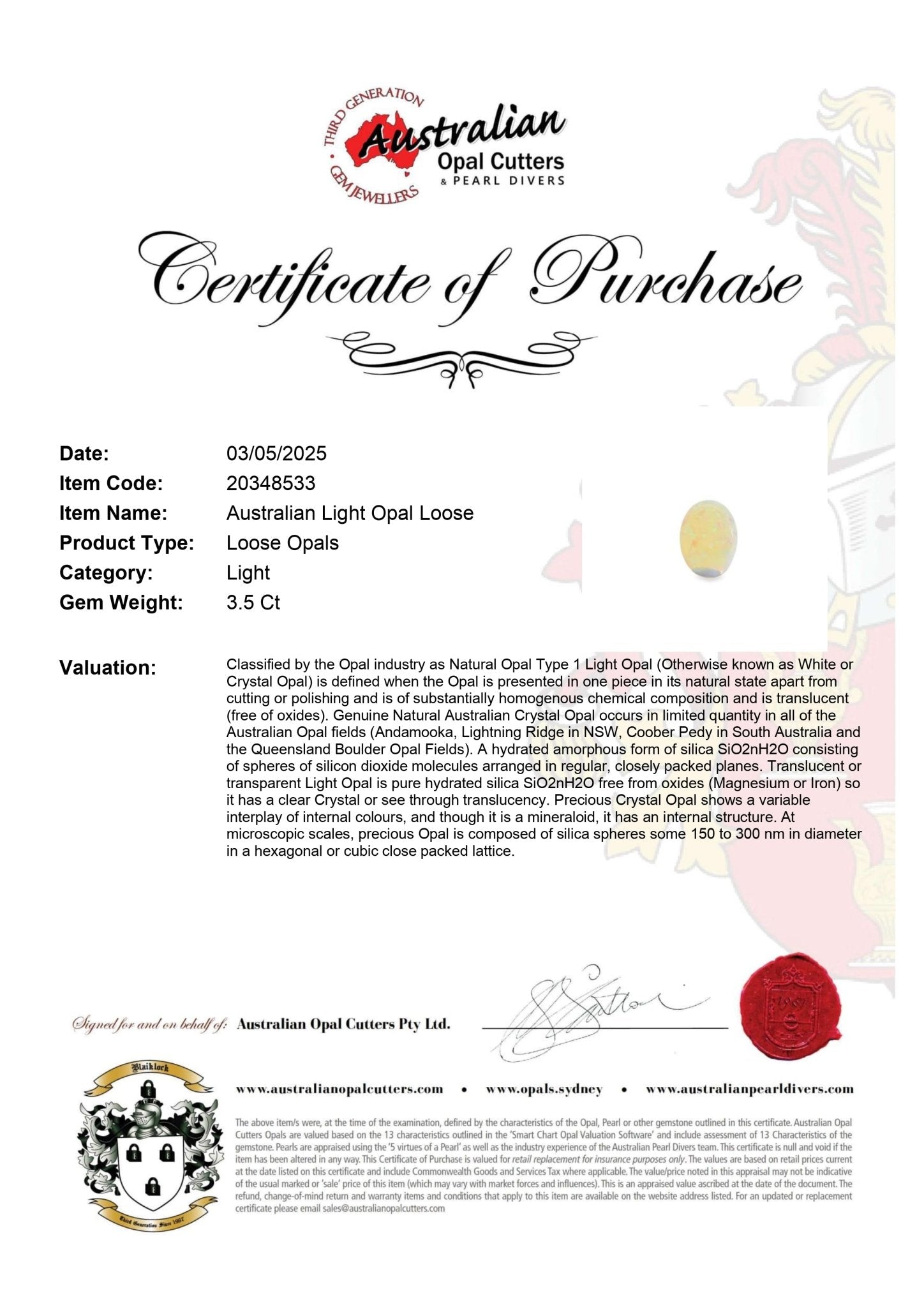Australian Light Opal Loose - Australian Opal Cutters and Pearl Divers