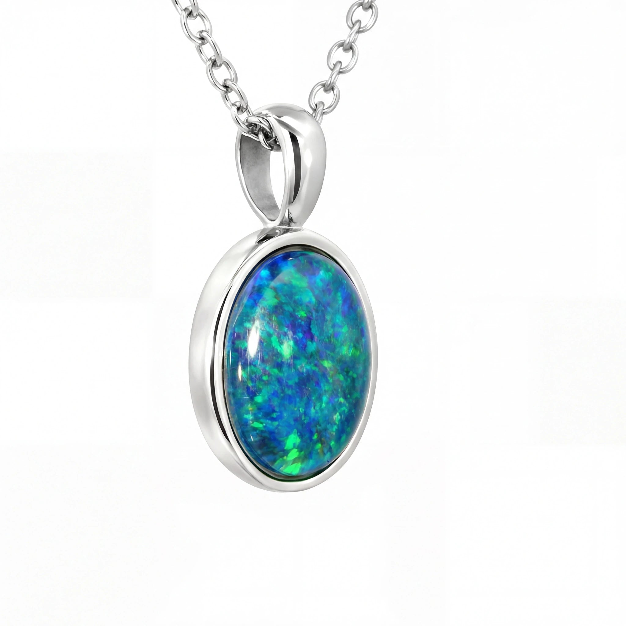 Australian Triplet Opal Pendant in Stainless Steel - Australian Opal Cutters and Pearl Divers
