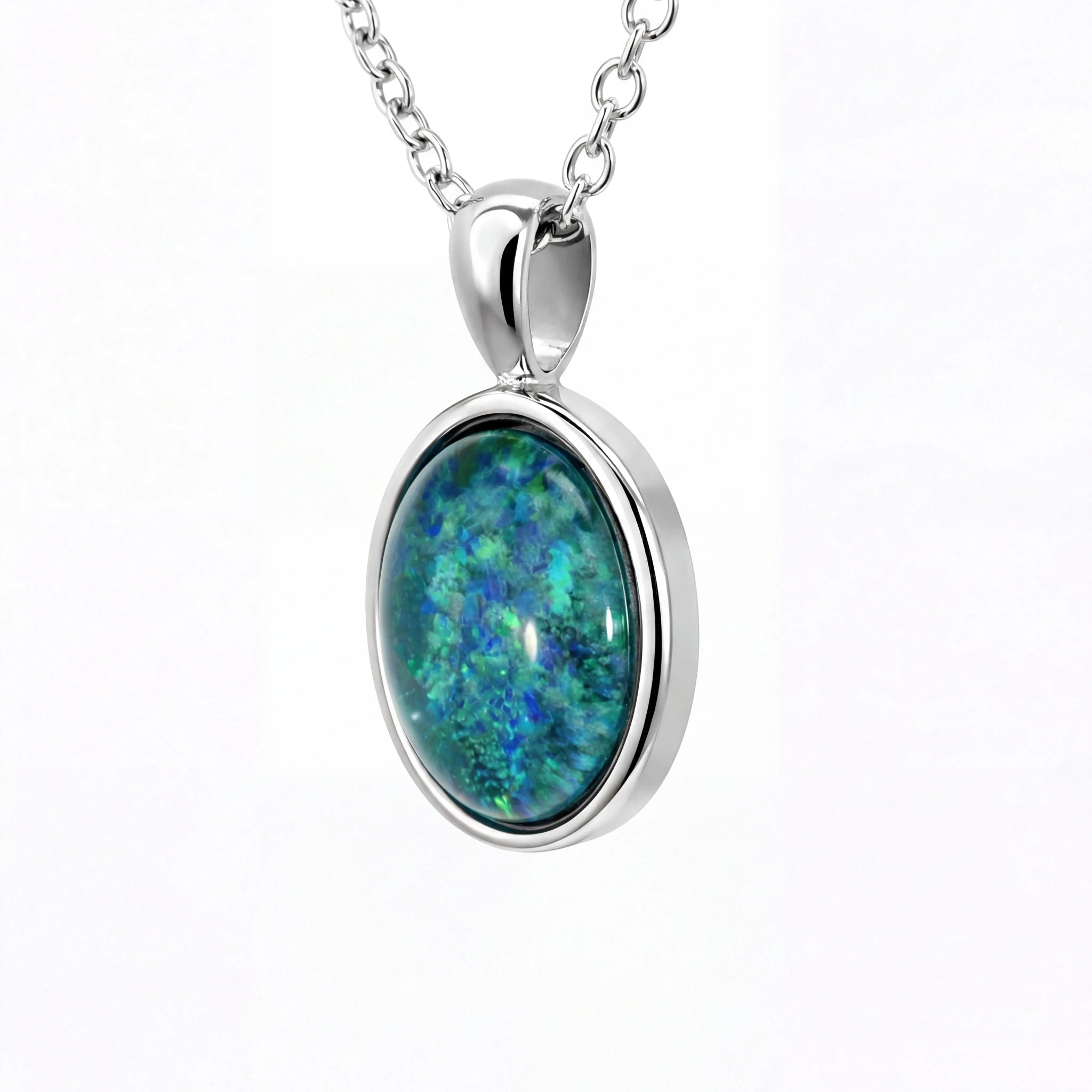 Australian Triplet Opal Pendant in Stainless Steel - Australian Opal Cutters and Pearl Divers