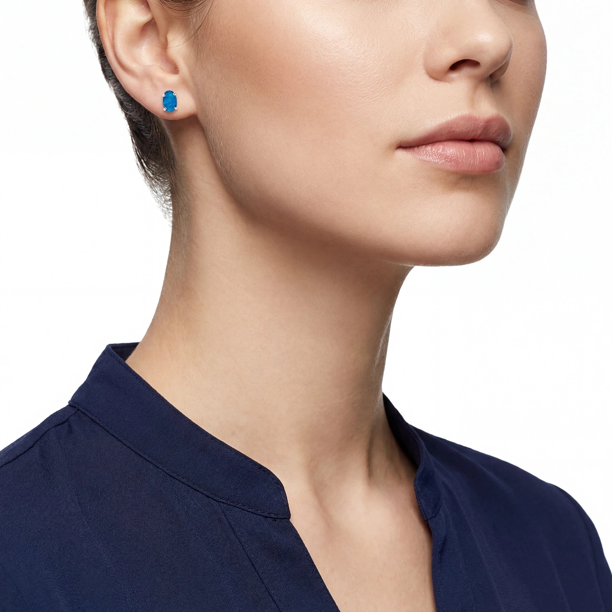Black Opal Earrings in 925 Sterling Silver - Green-Blue - Australian Opal Cutters and Pearl Divers