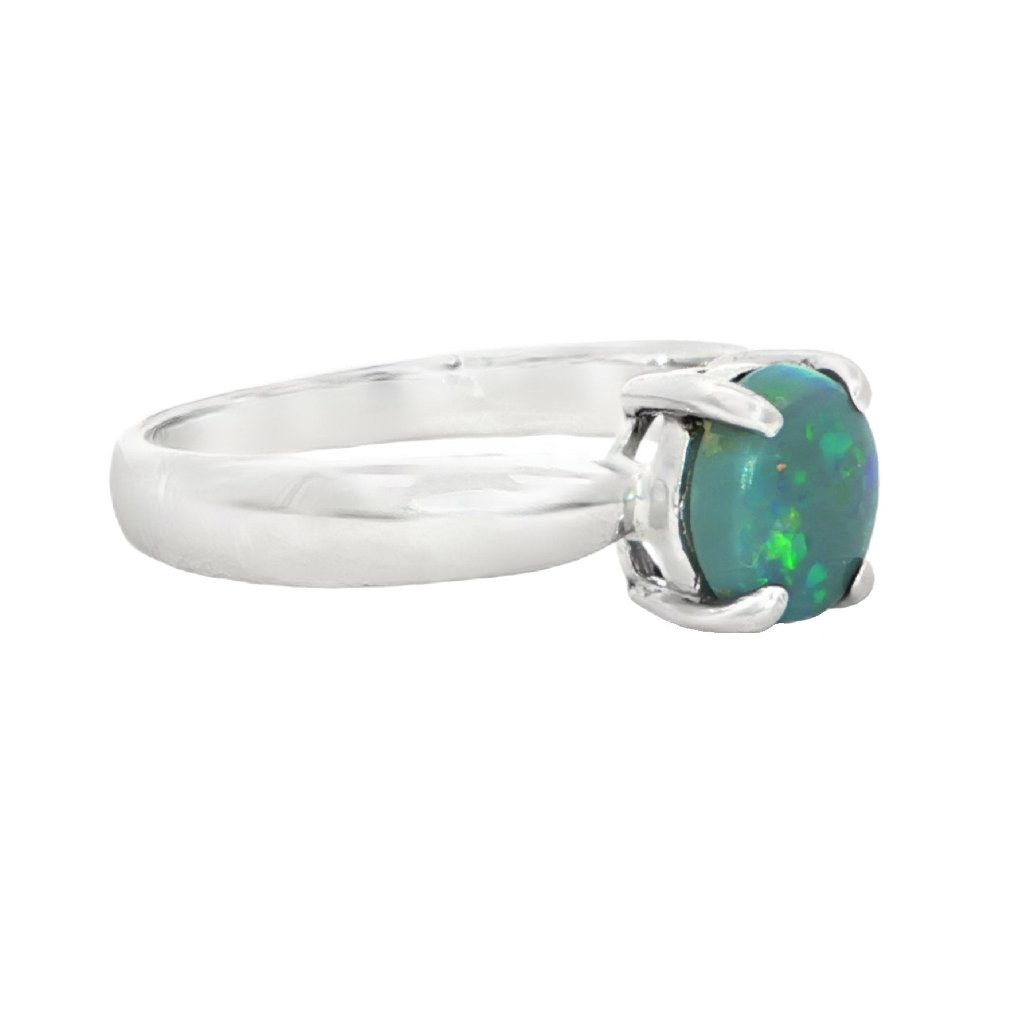 Black Opal Ring in 925 Sterling Silver - Green and Blue - Australian Opal Cutters and Pearl Divers
