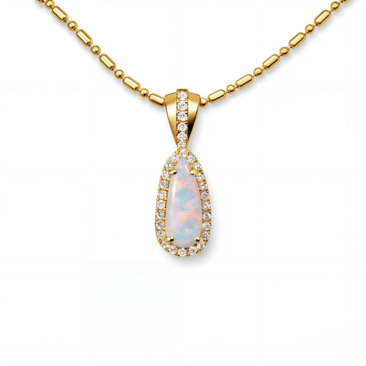 Dark Opal Pendant in 9K Yellow Gold - Multicolour - Australian Opal Cutters and Pearl Divers