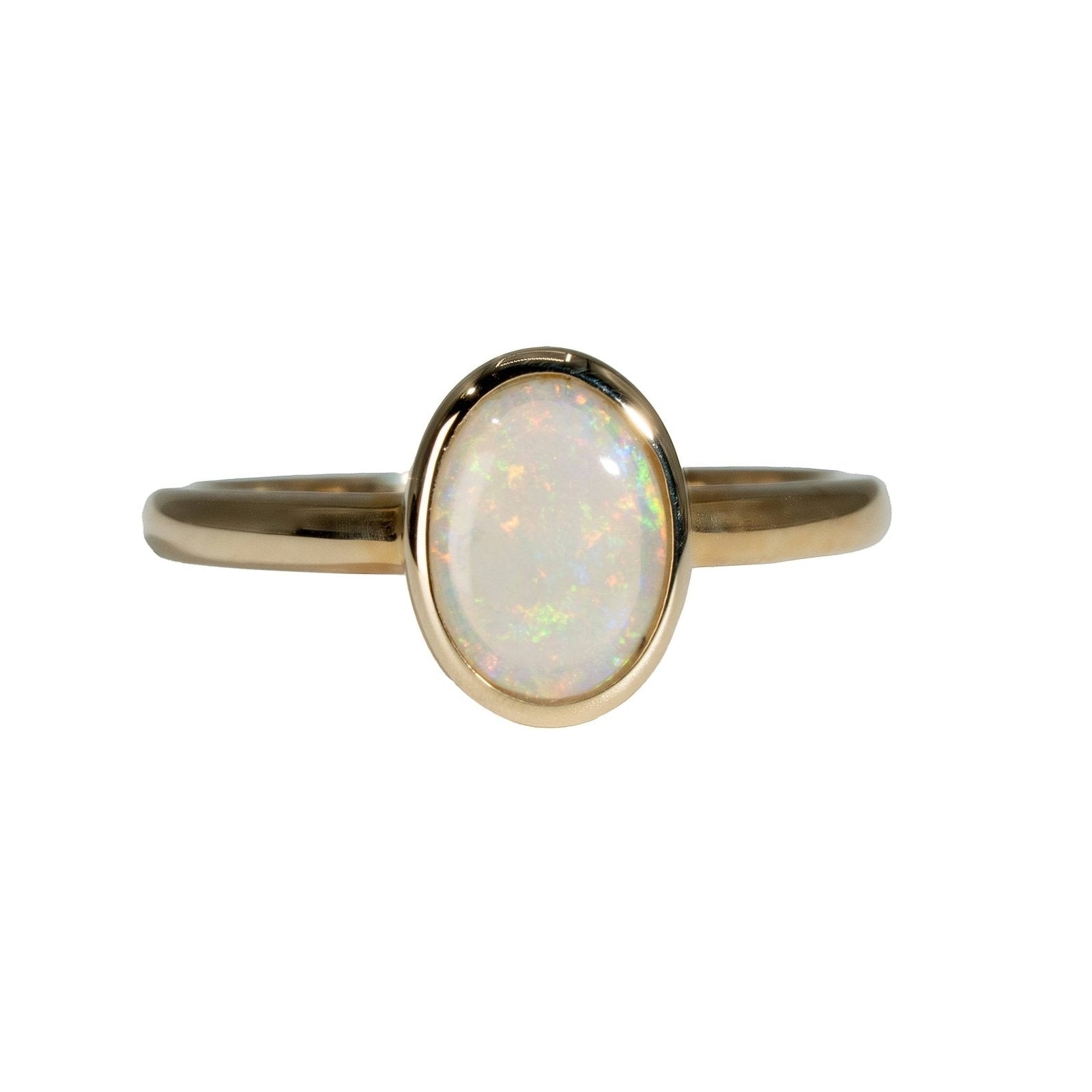 Dark Opal Ring in 14K Yellow Gold - Multicolour - Australian Opal Cutters and Pearl Divers