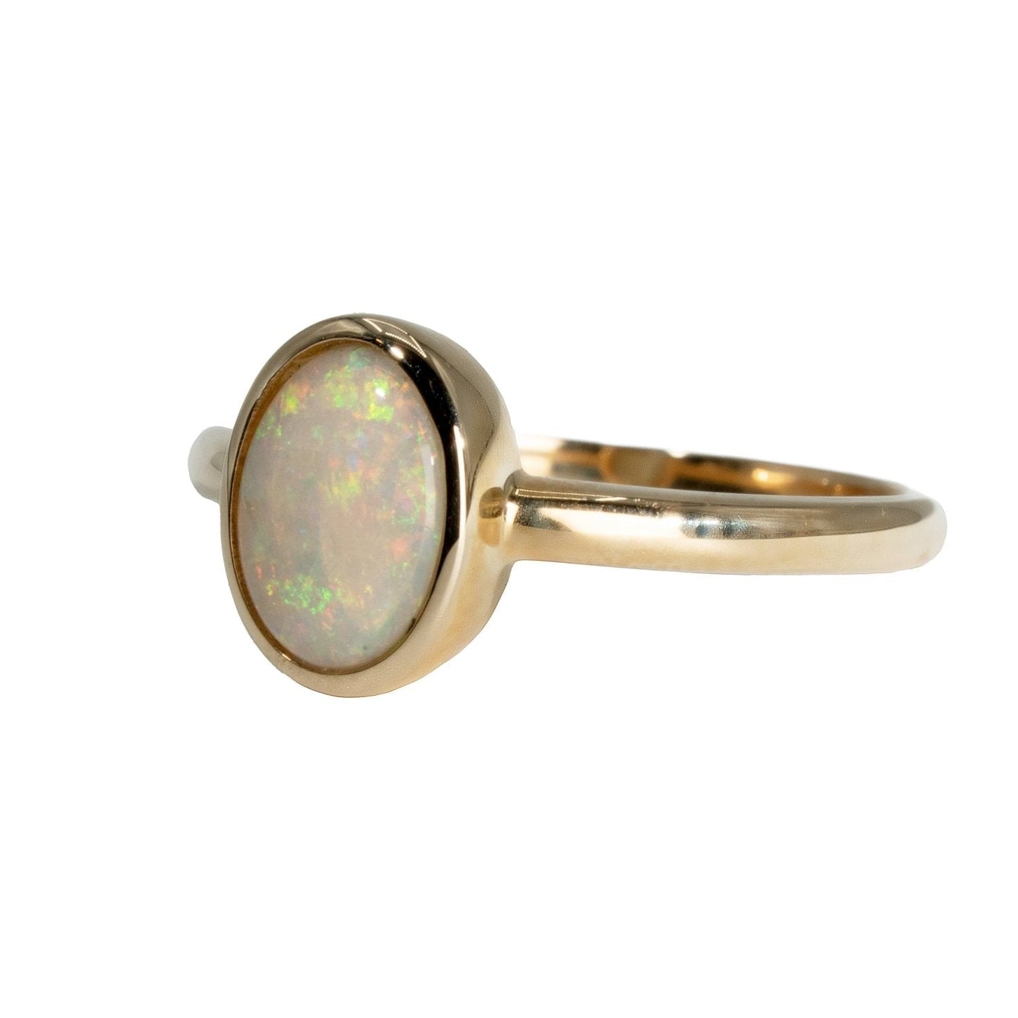 Dark Opal Ring in 14K Yellow Gold - Multicolour - Australian Opal Cutters and Pearl Divers
