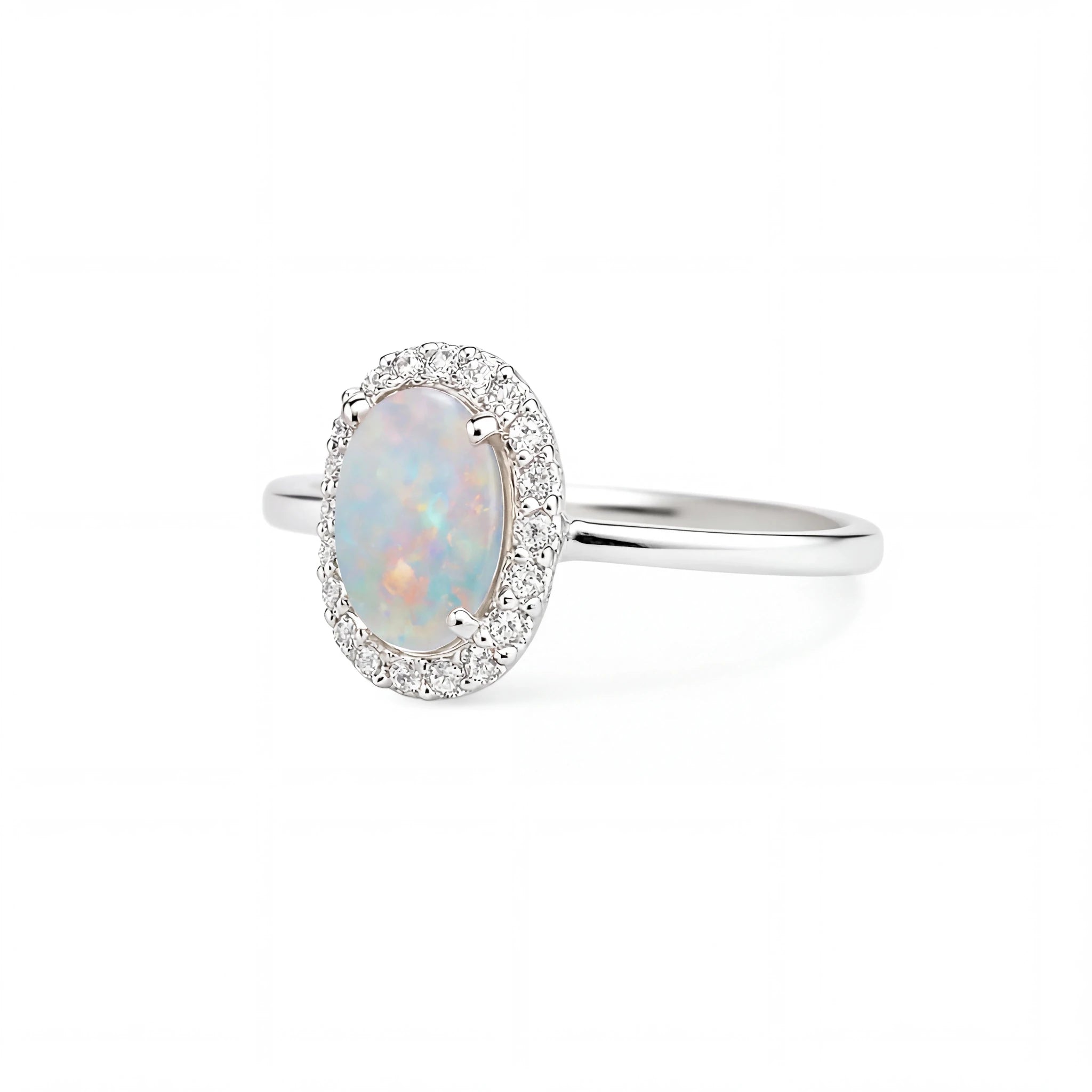 Dark Opal Ring in 18K White Gold - Multicolour - Australian Opal Cutters and Pearl Divers