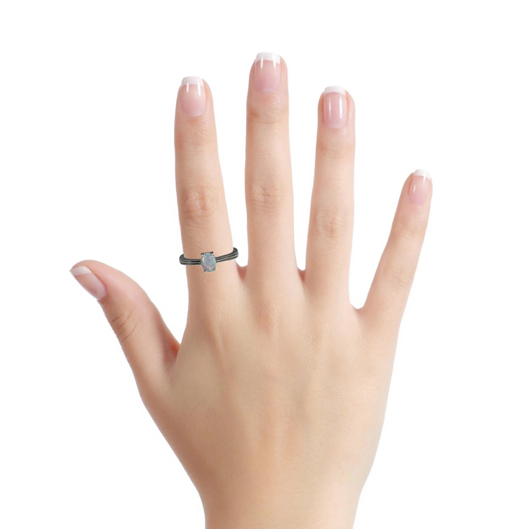 Dark Opal Ring In 925 Sterling Silver - Multicolour - Australian Opal Cutters and Pearl Divers