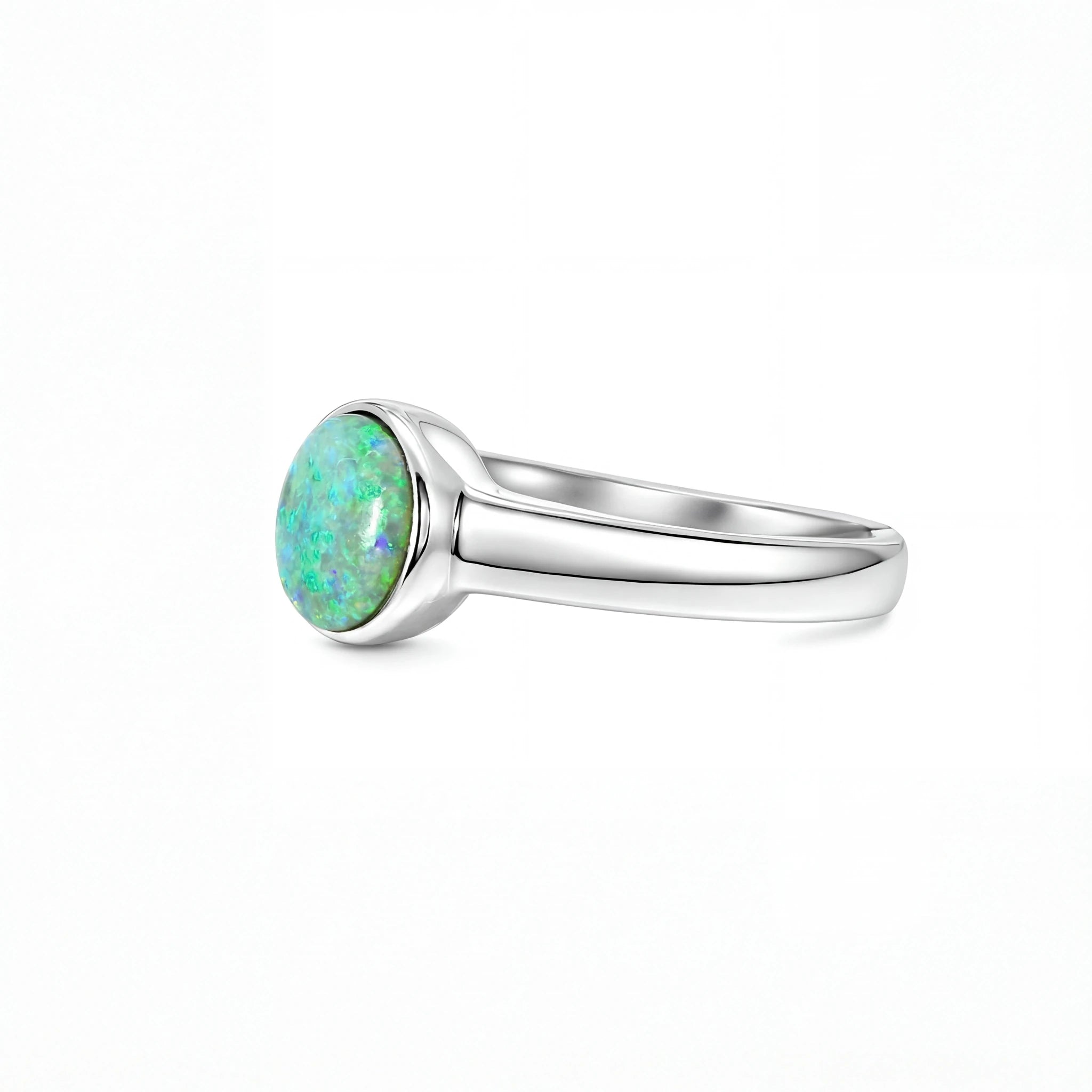 Dark Opal Ring In 925 Sterling Silver - Multicolour - Australian Opal Cutters and Pearl Divers