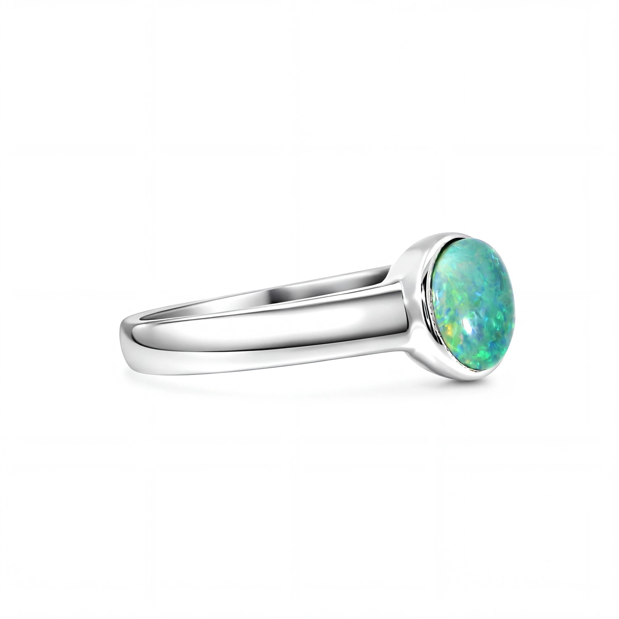 Dark Opal Ring In 925 Sterling Silver - Multicolour - Australian Opal Cutters and Pearl Divers