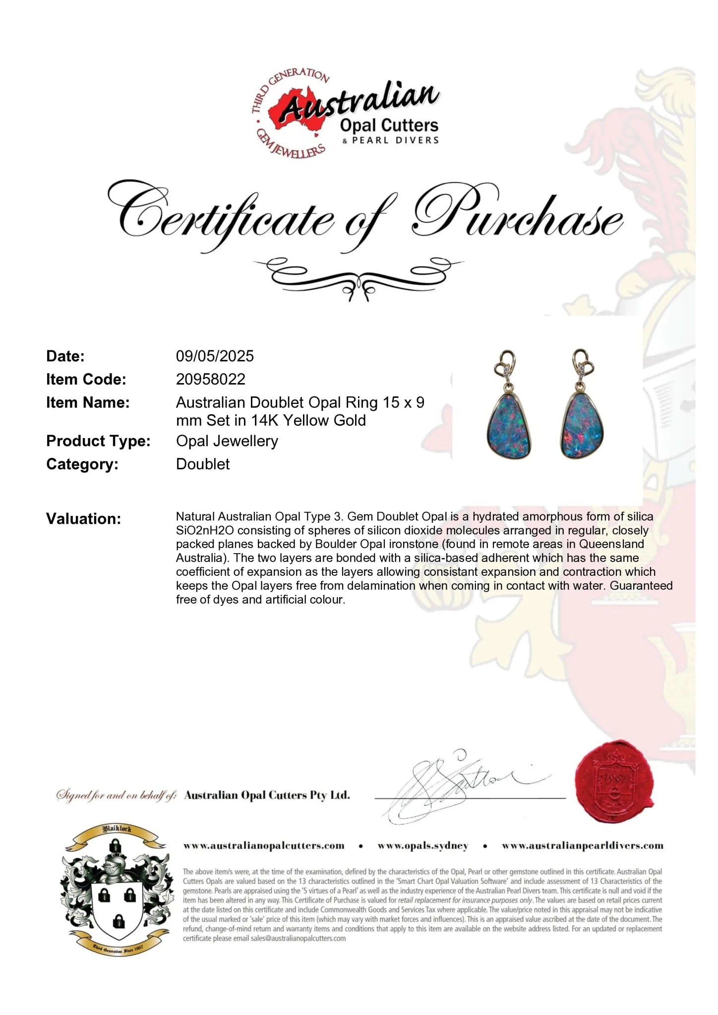 Doublet Opal Earrings in 14K Yellow Gold (Multicolour) - Australian Opal Cutters and Pearl Divers